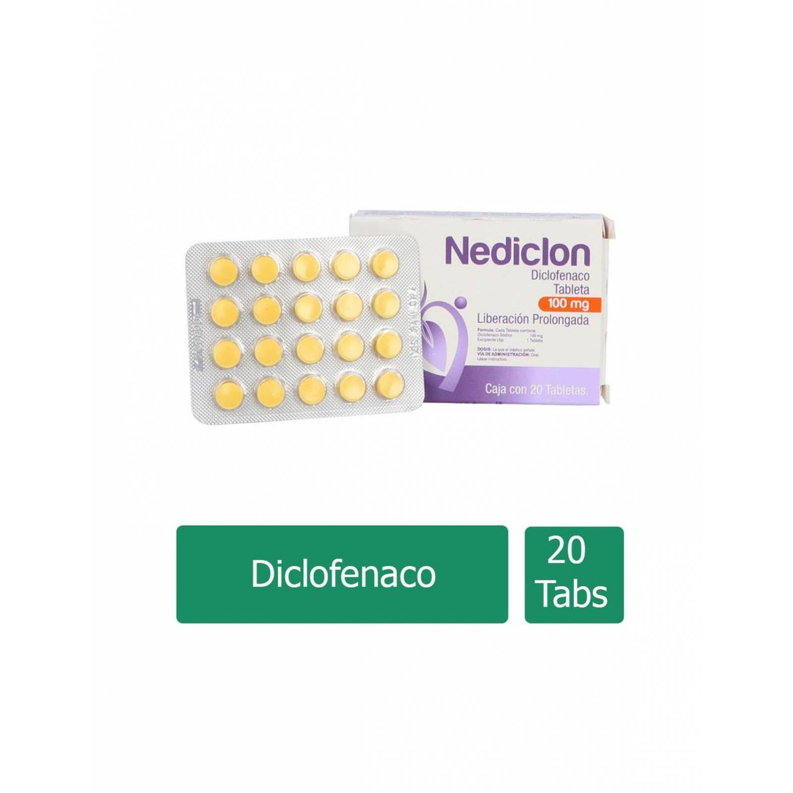 Nediclon 100 mg Caja Con 20 Tabletas 