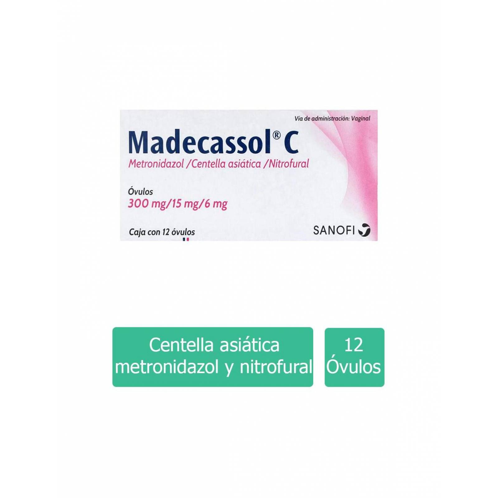 Madecassol C 300 mg/ 15 mg/ 6 mg Caja Con 12 Óvulos 