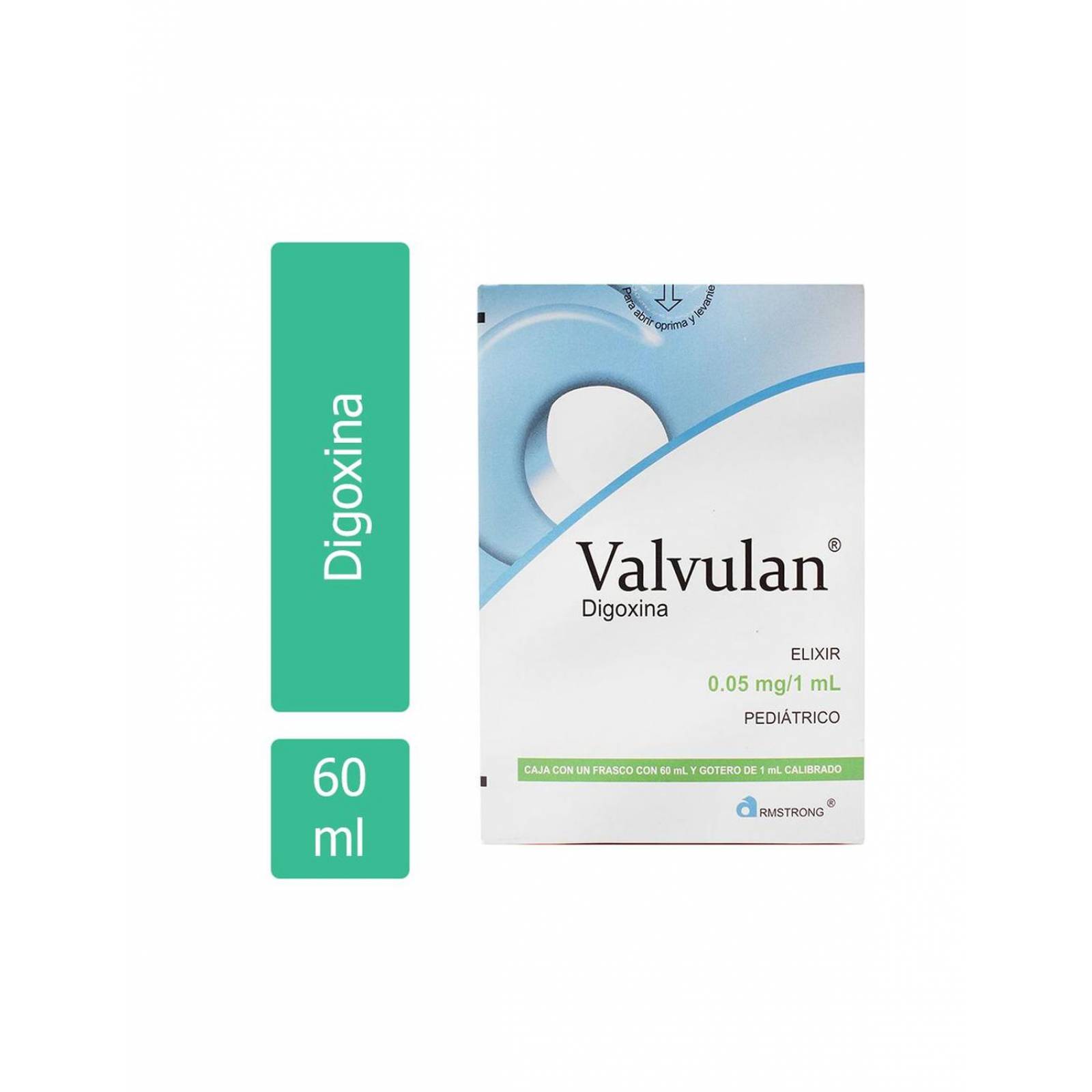 Valvulan Elixir Pediátrico 0.05mg/1mL Caja Con Frasco De 60 mL y Gotero De 1 mL 