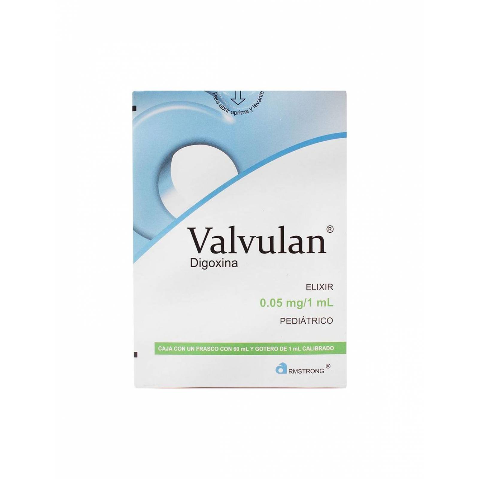 Valvulan Elixir Pediátrico 0.05mg/1mL Caja Con Frasco De 60 mL y Gotero De 1 mL 