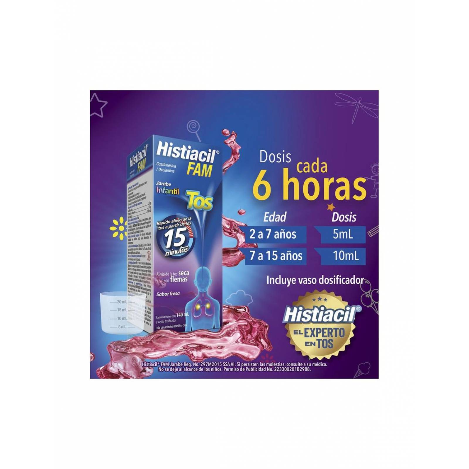 Histiacil Fam Jarabe Infantil Sabor Fresa 140 mL 