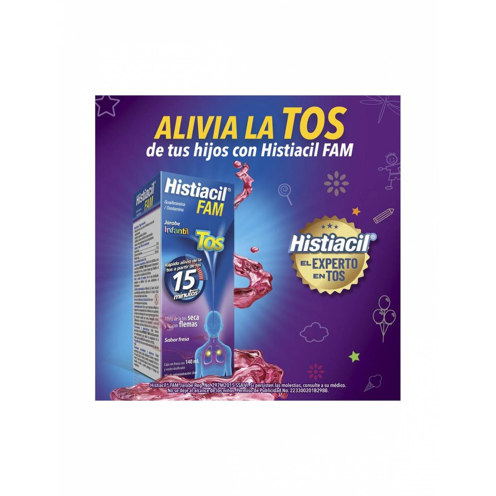 Histiacil Fam Jarabe Infantil Sabor Fresa 140 mL 