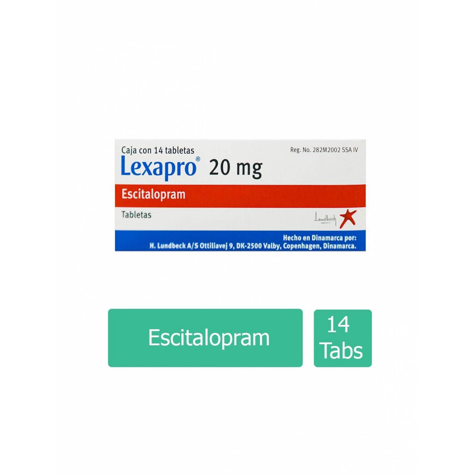 Lexapro 20 mg Caja Con 14 Tabletas 