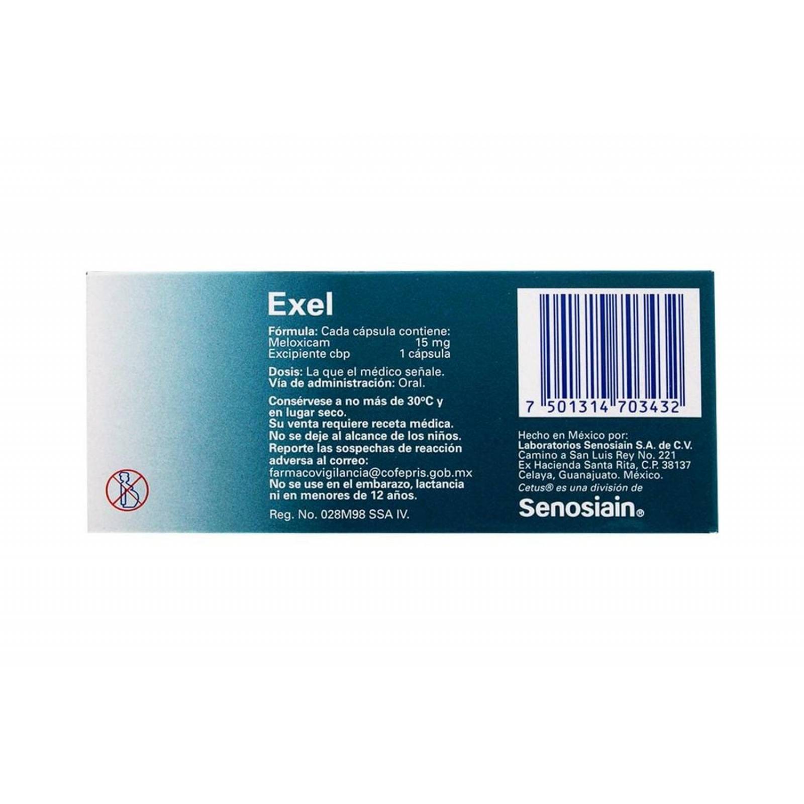 Exel 15 mg Caja Con 10 Cápsulas 