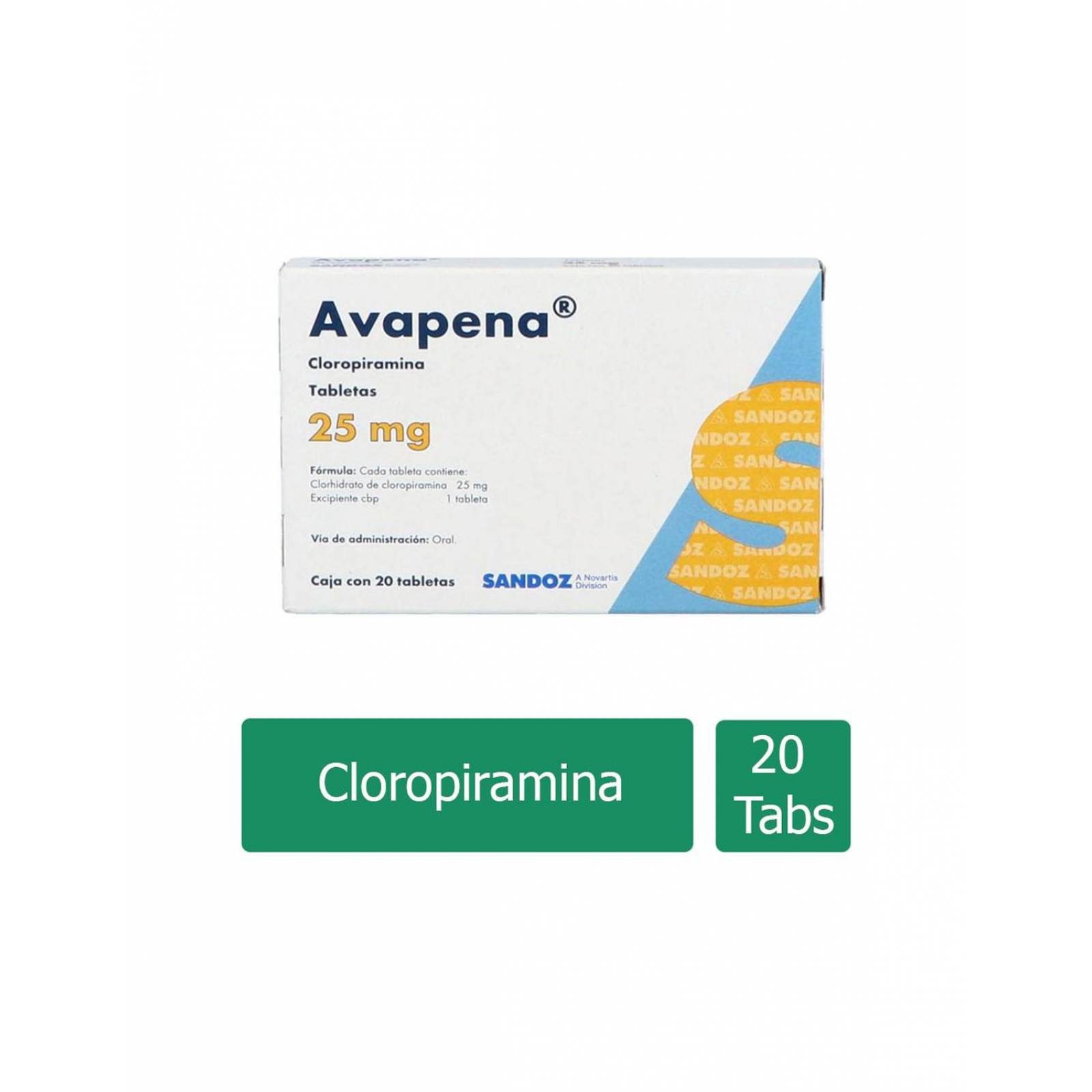 Avapena 25 mg Caja Con 20 Tabletas 