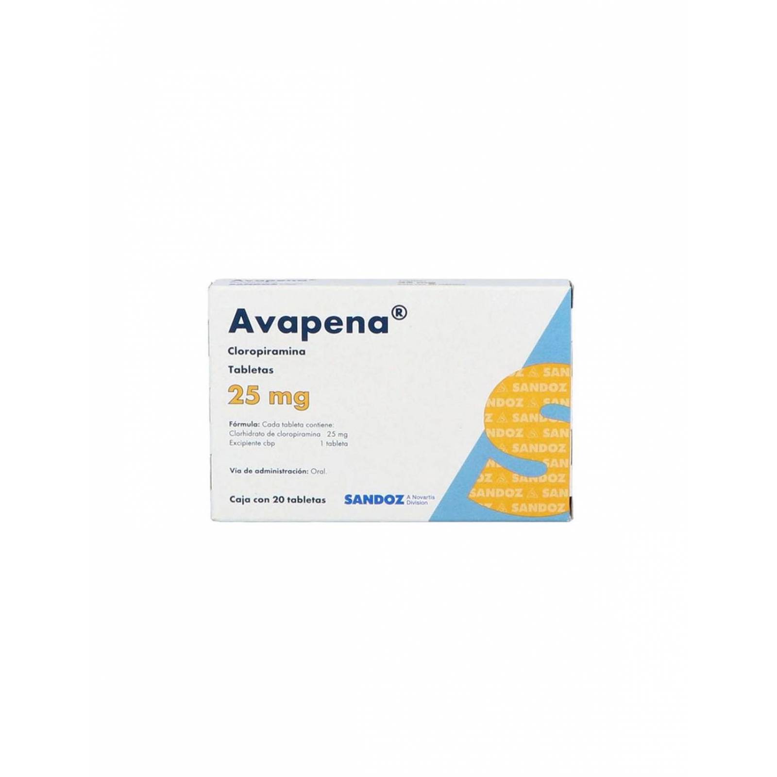 Avapena 25 mg Caja Con 20 Tabletas 