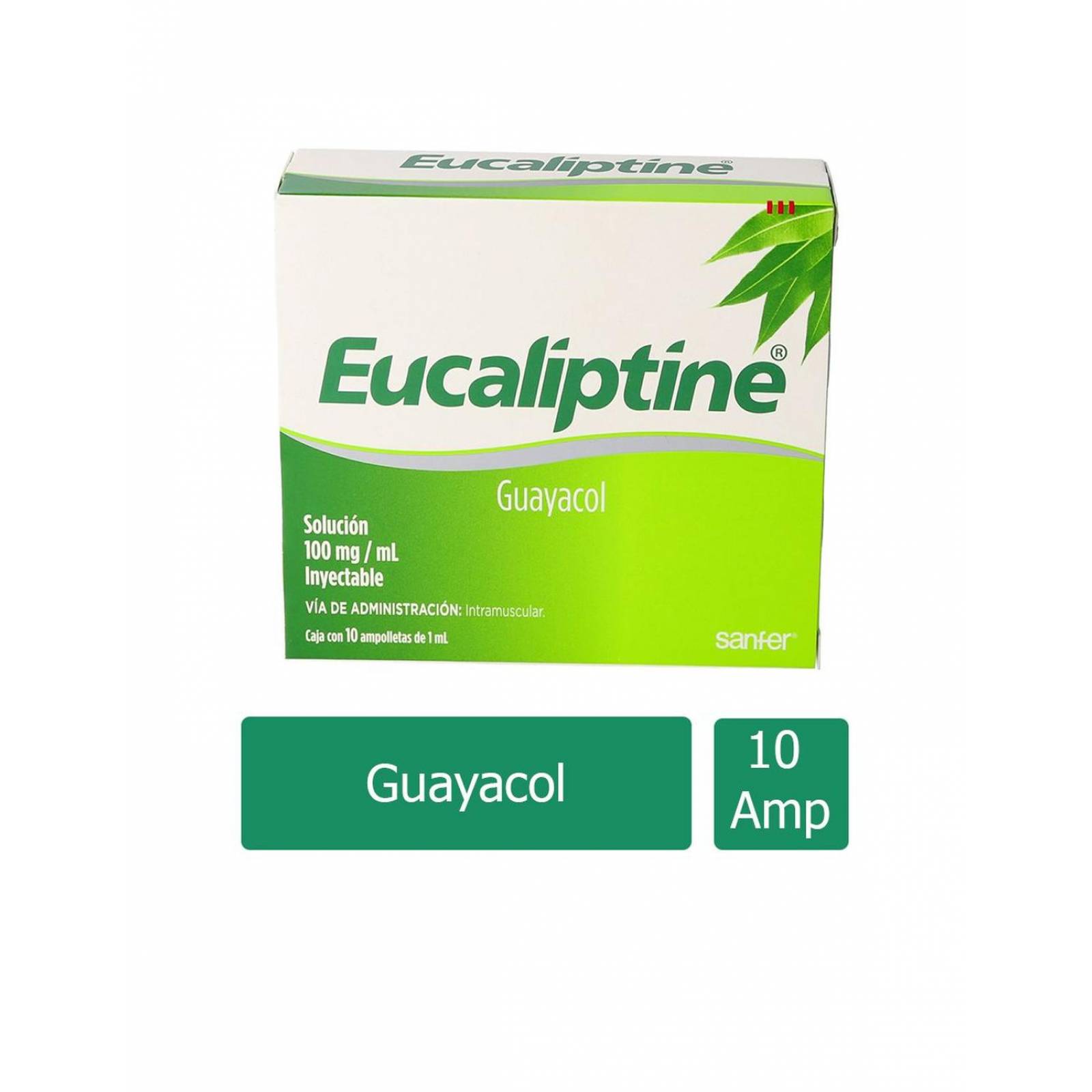 Eucaliptine 100 mg Caja Con 10 Ampolletas Con 1 mL 
