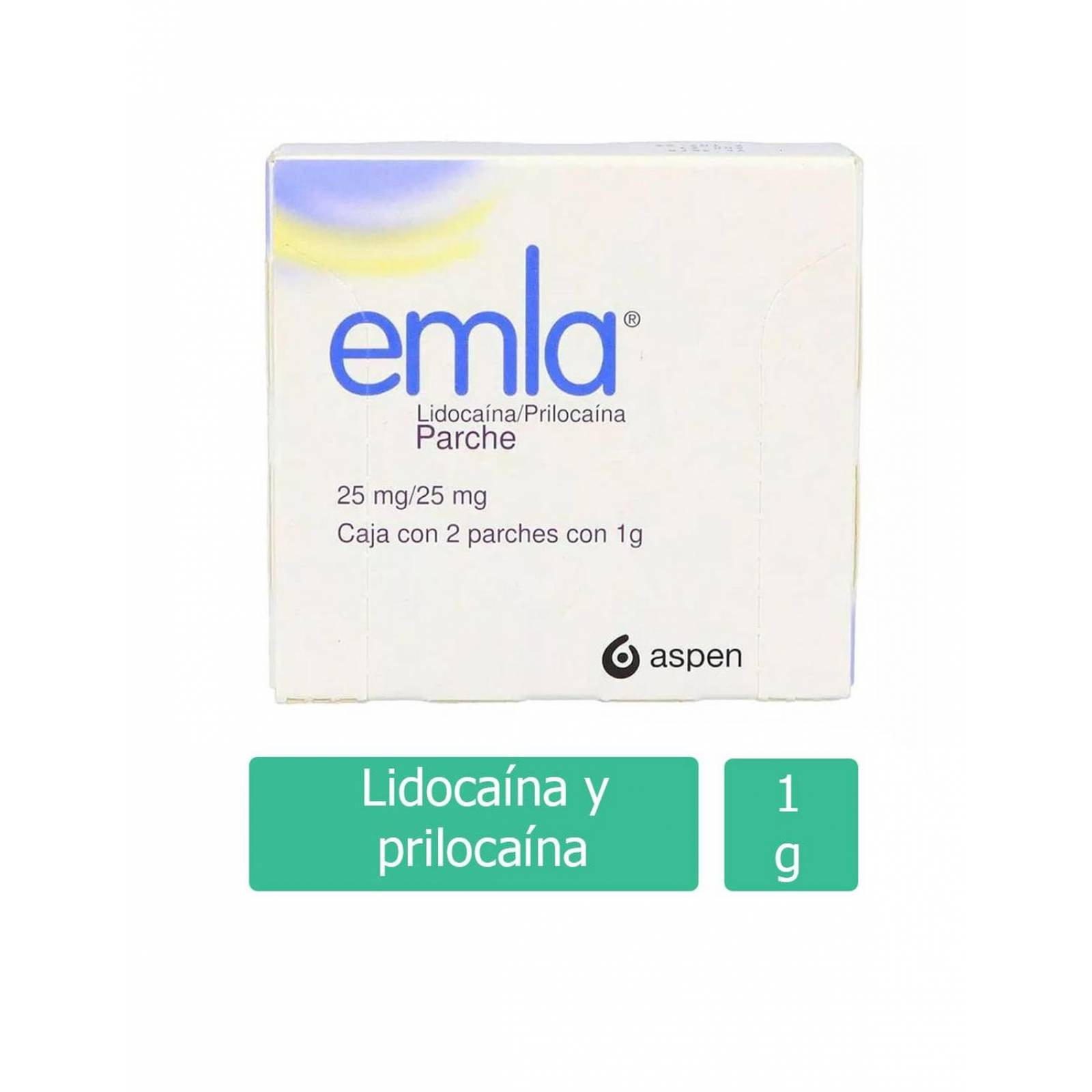 Emla 25 mg /25 mg Caja Con 2 Parches Con 1g. 