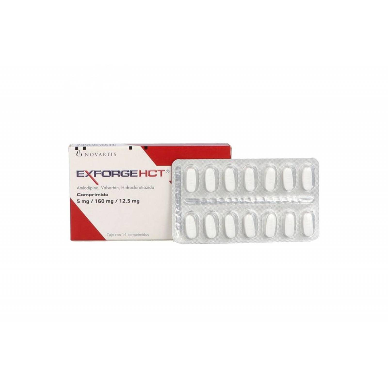 Exforge Hct 5mg/160mg/12.5mg Caja Con 14 Comprimidos 