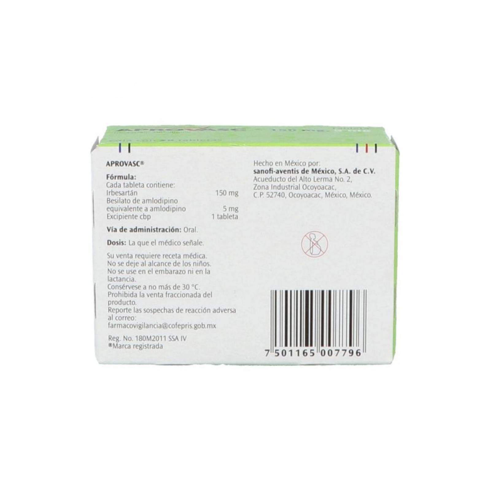 Aprovasc 150 mg / 5 mg Caja Con 28 Tabletas 