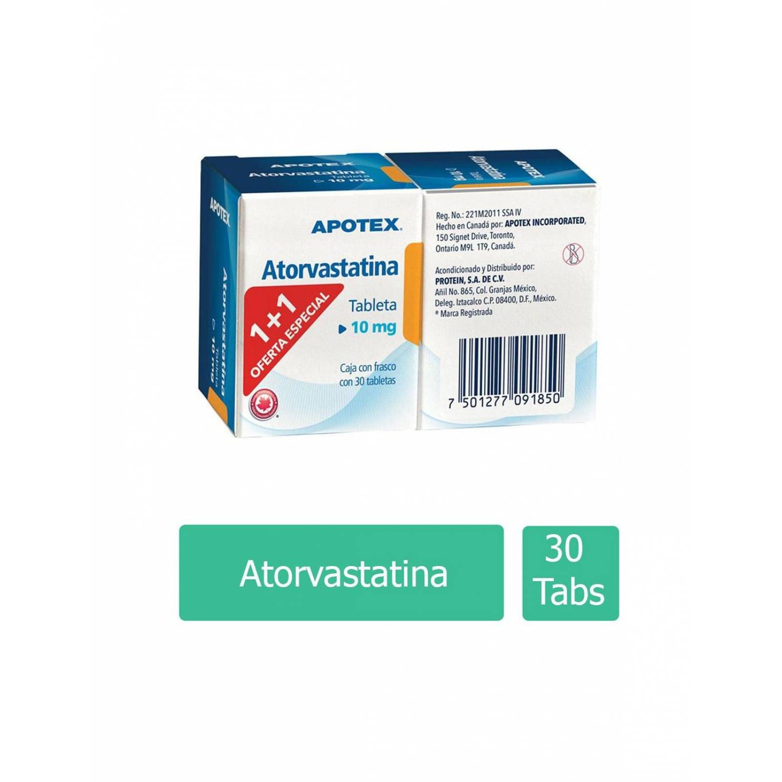 Atorvastatina 10 mg Caja Con Frasco Con 30 Tabletas Two Pack 