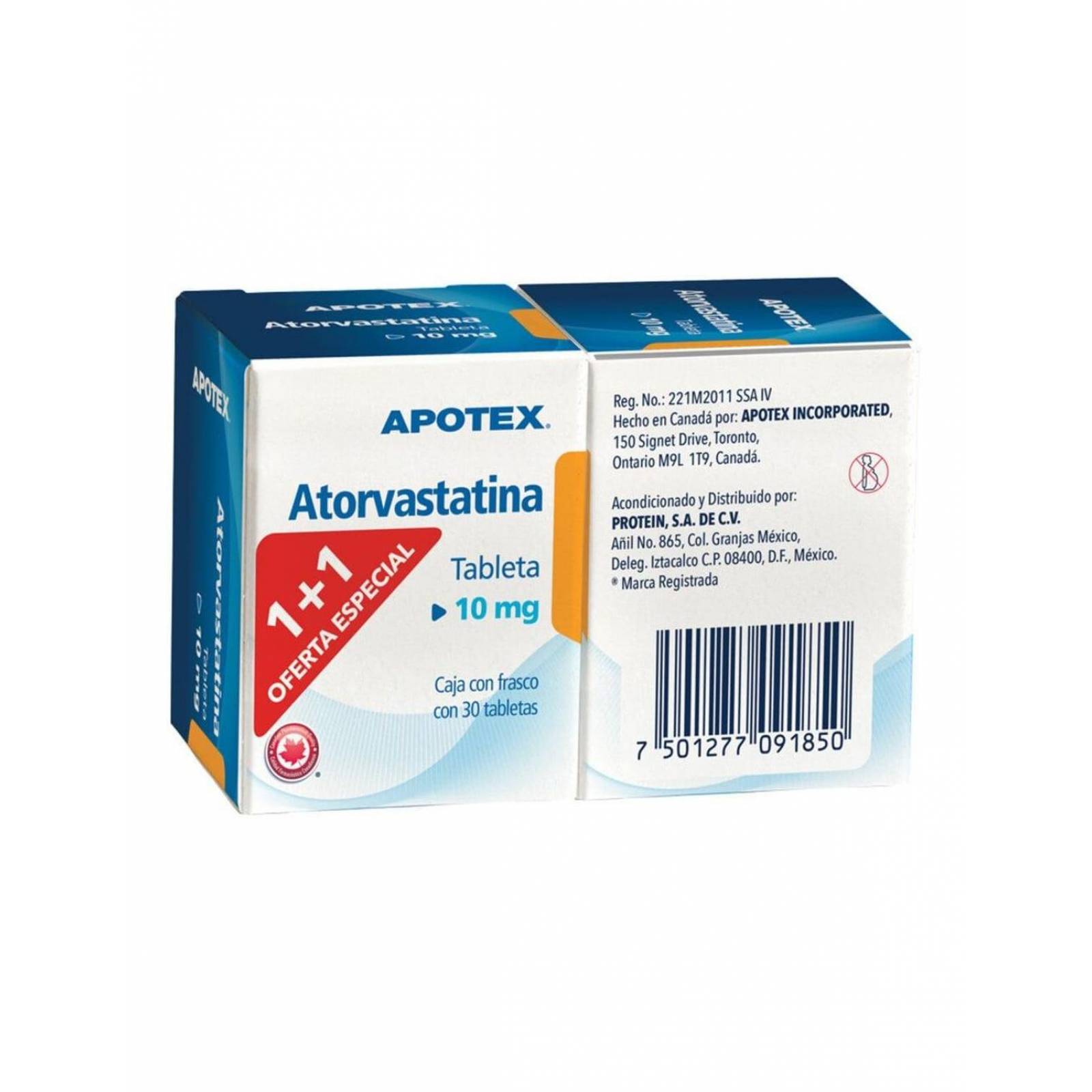 Atorvastatina 10 mg Caja Con Frasco Con 30 Tabletas Two Pack 