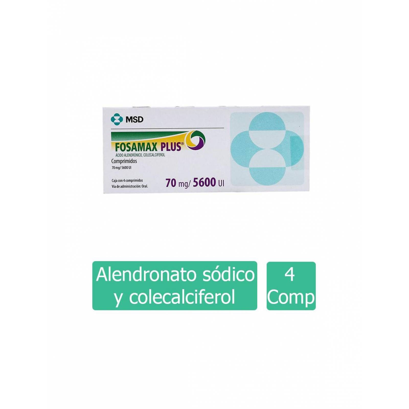 Fosamax Plus 70 mg / 5600 UI Caja Con 4 Comprimidos 