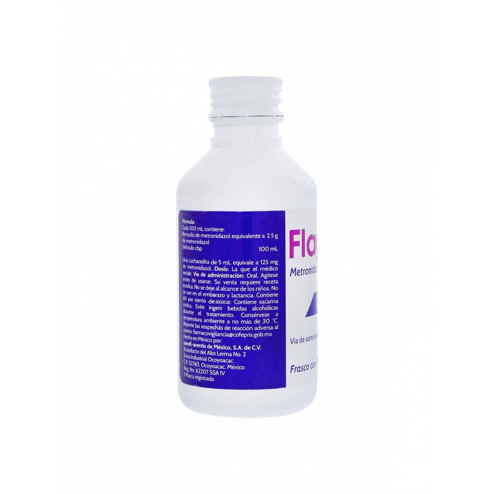 Flagyl Suspensión 125 mg 75 mL Frasco Con 120 mL 