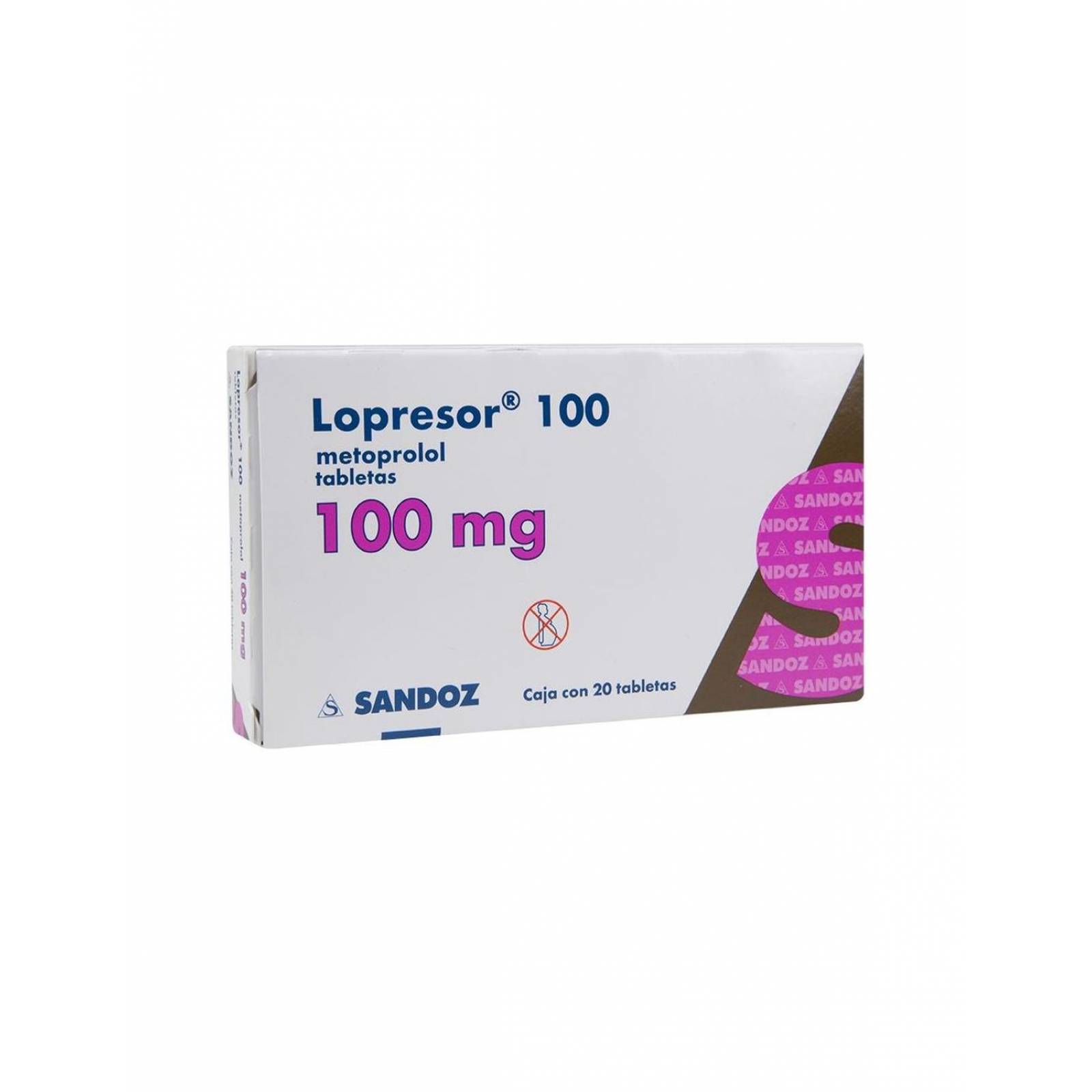 Lopresor 100 mg Caja Con 20 Tabletas 