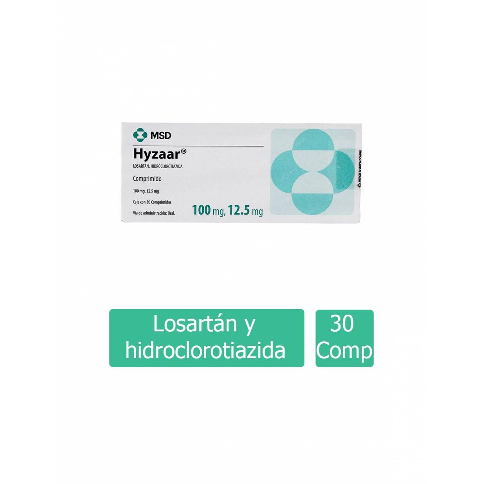 Hyzaar 100/ 12.5 mg Caja Con 30 Comprimidos 