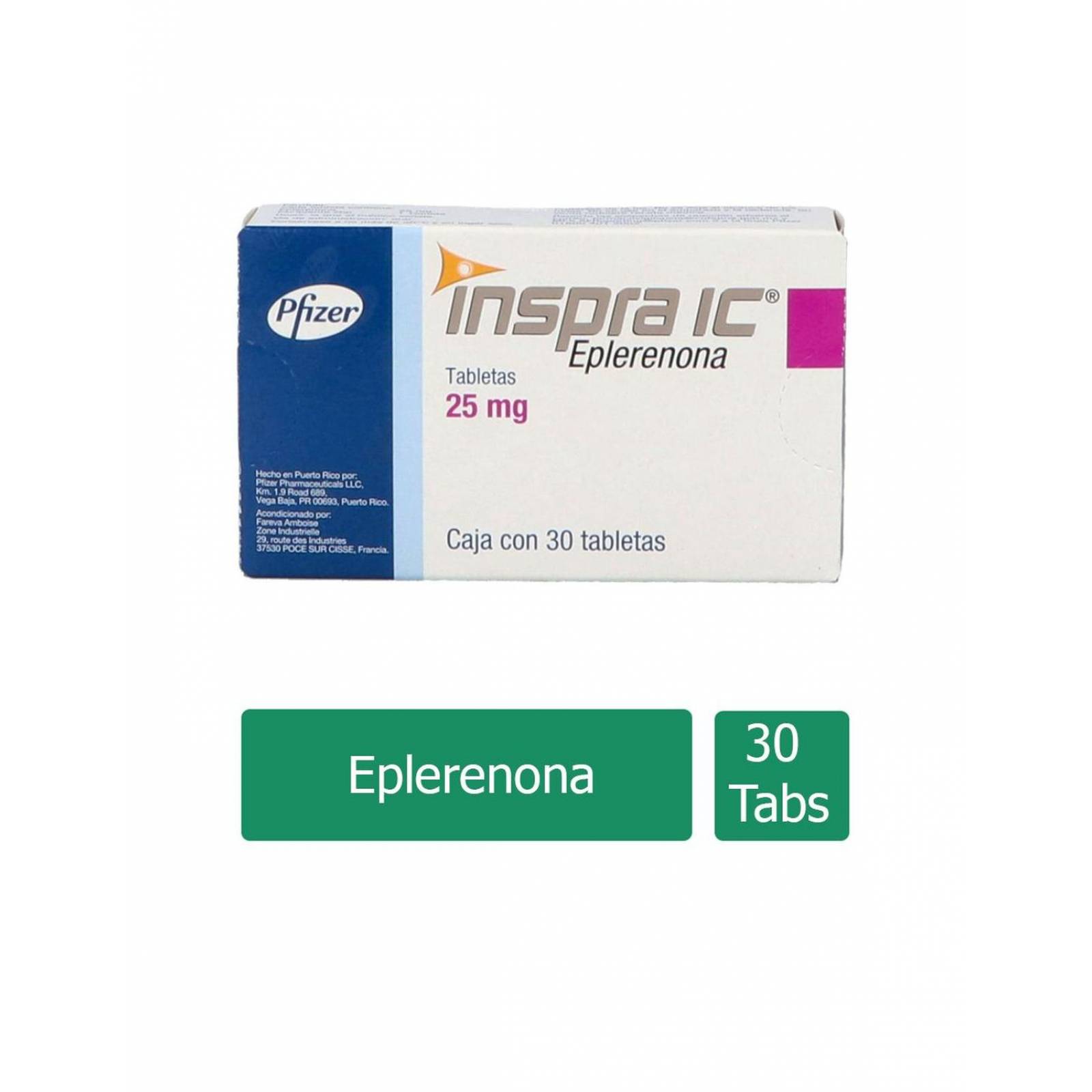 Inspra IC 25 mg Caja con 30 Tabletas 