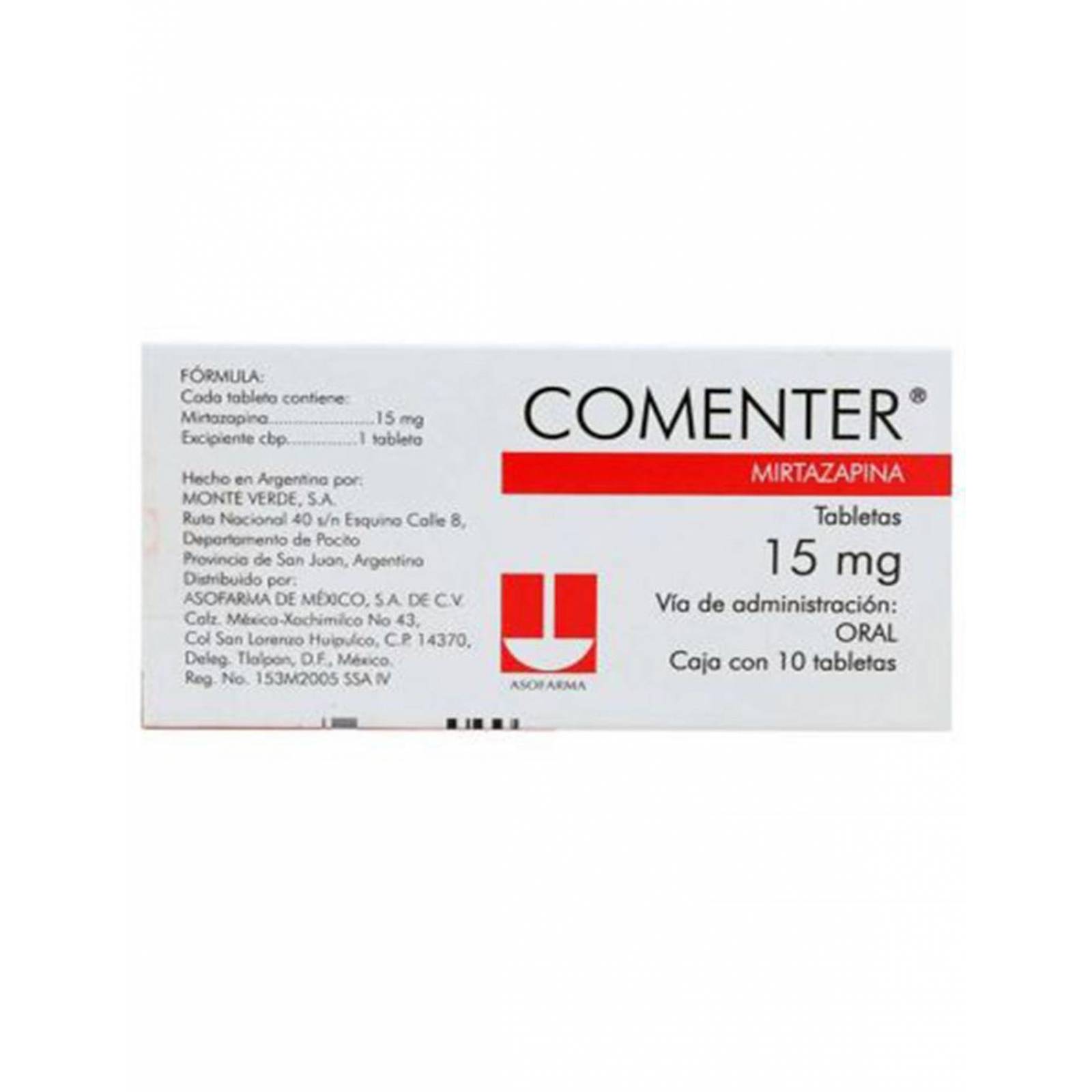 Comenter 15 mg Caja Con 10 Tabletas 