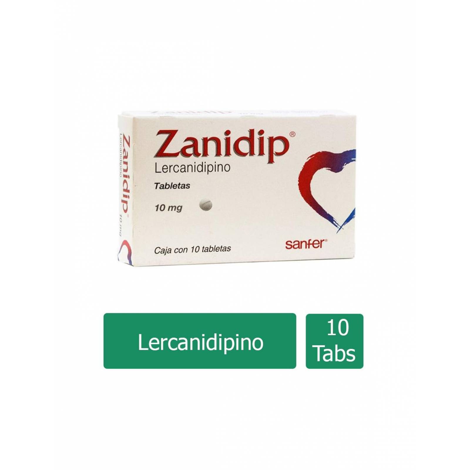 Zanidip 10 mg Caja Con 10 Tabletas 