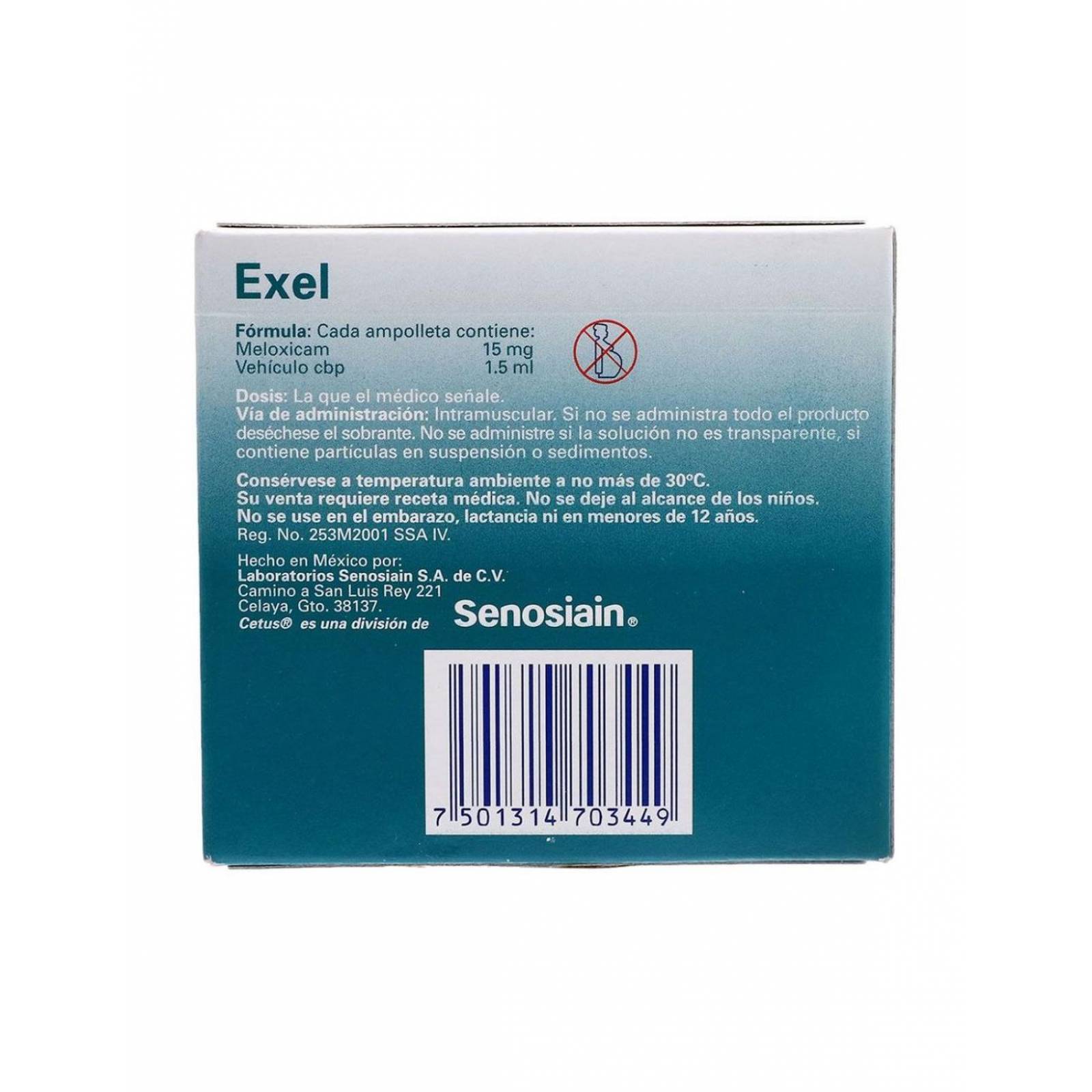 Exel 15 mg Solución Inyectable Caja Con 3 Ampolleta 