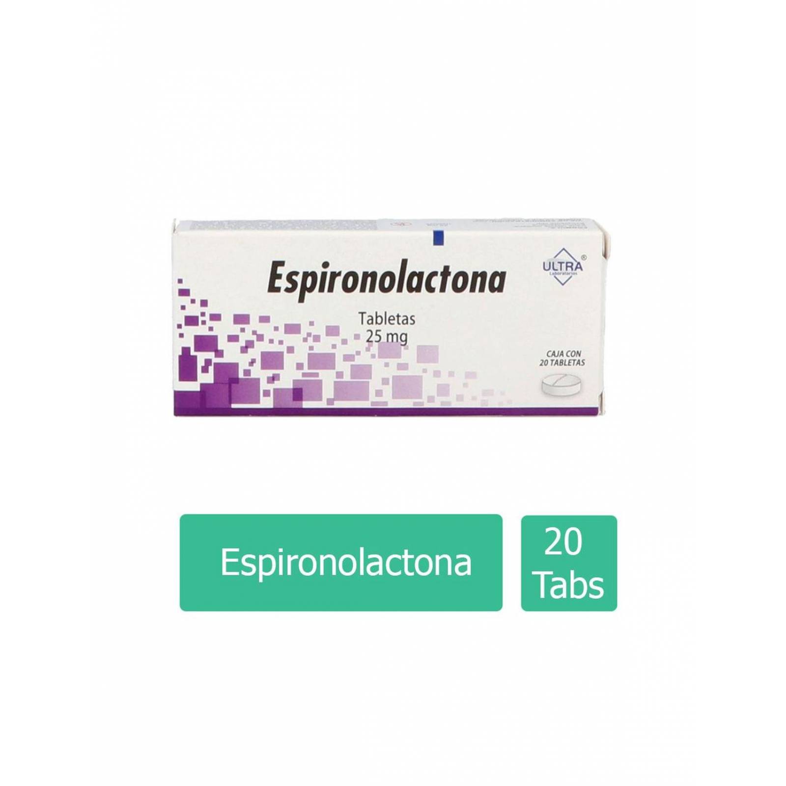 Espironolactona 25 mg Caja Con 20 Tabletas 
