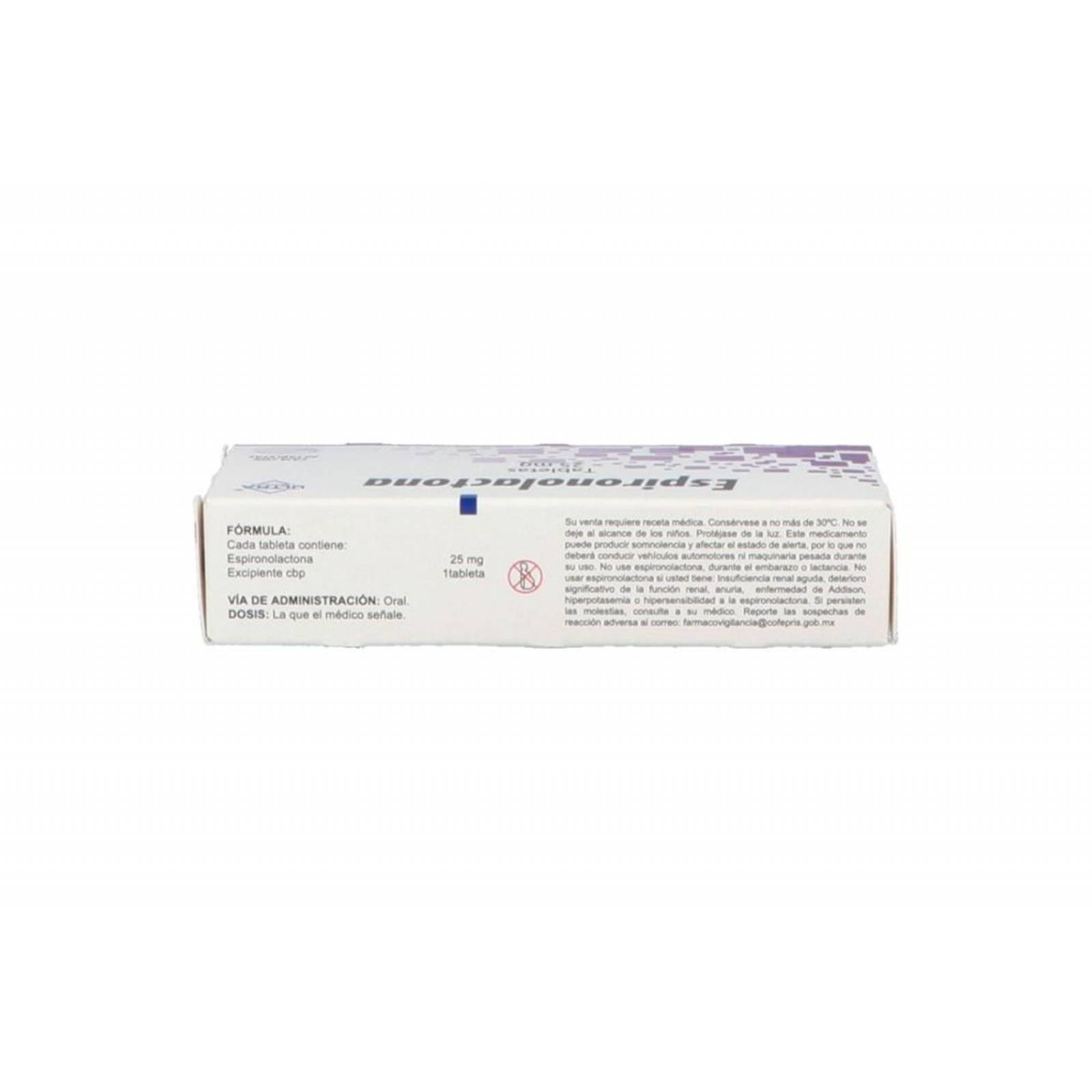 Espironolactona 25 mg Caja Con 20 Tabletas 