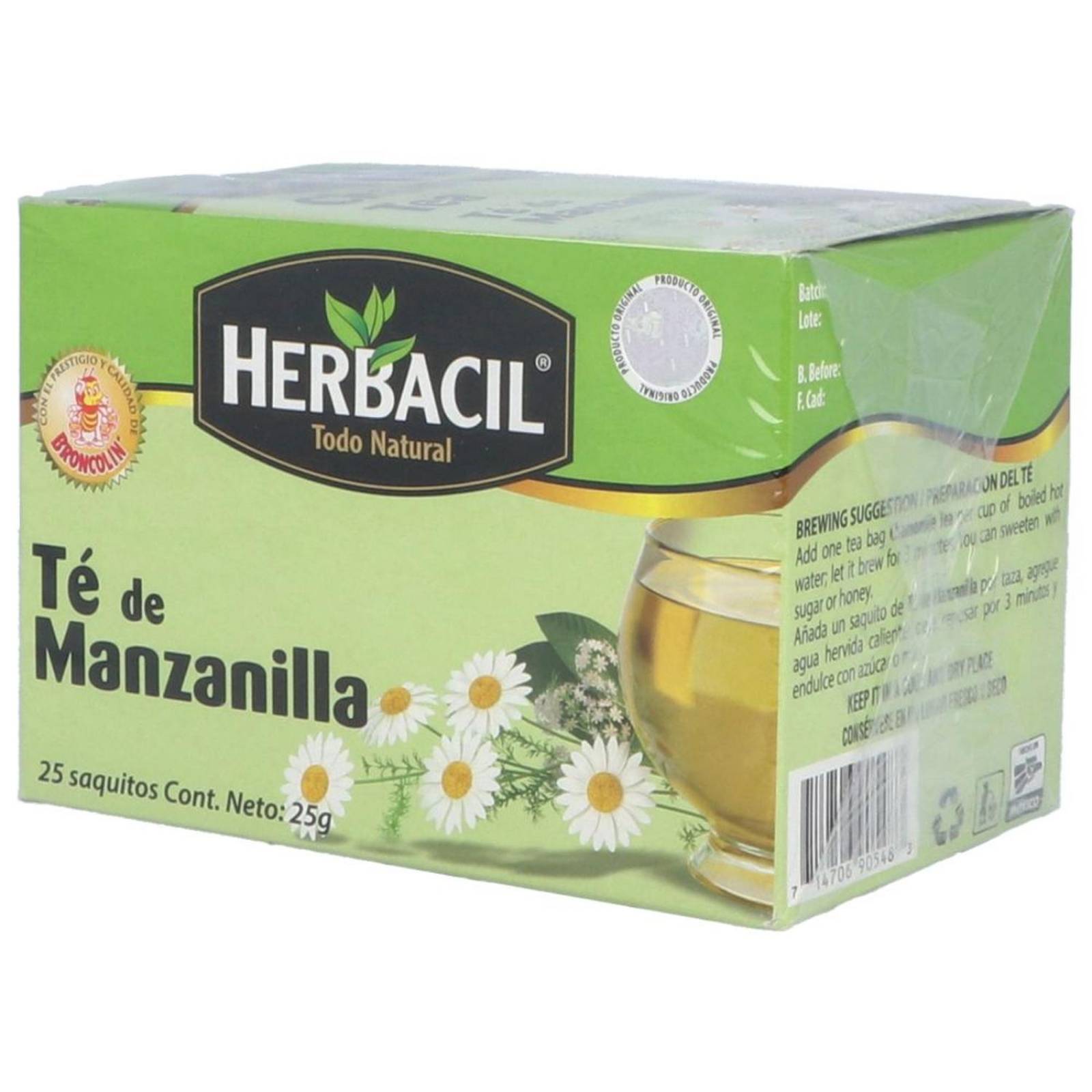 Herbacil Te Manzanilla Caja Con 25 Sobres 