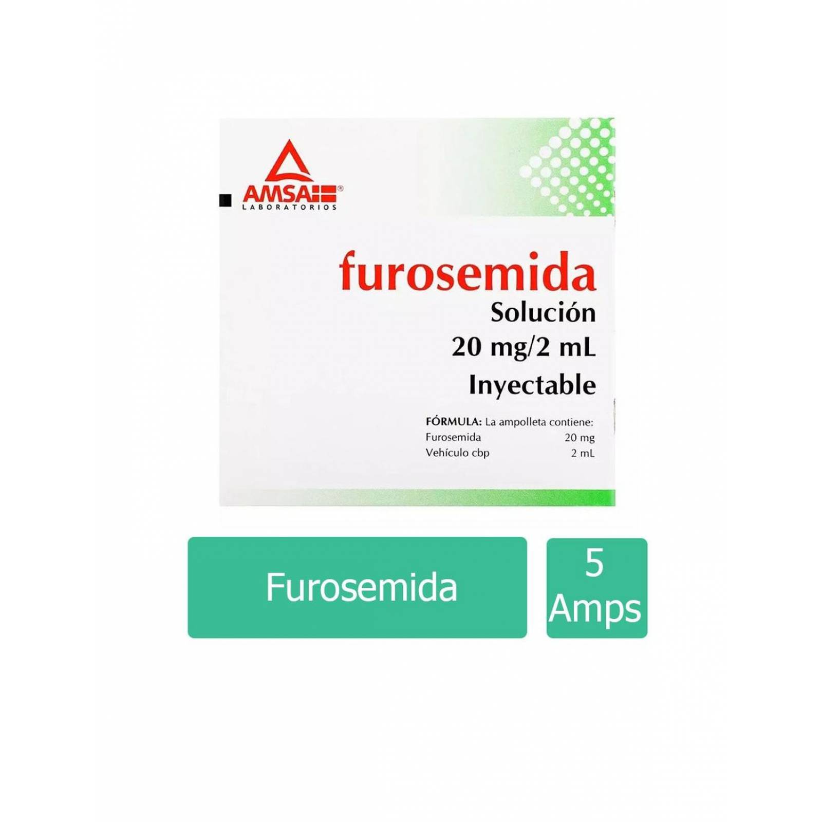 Furosemida 20 mg Solucio?n Inyectable Caja Con 5 Ampolletas 
