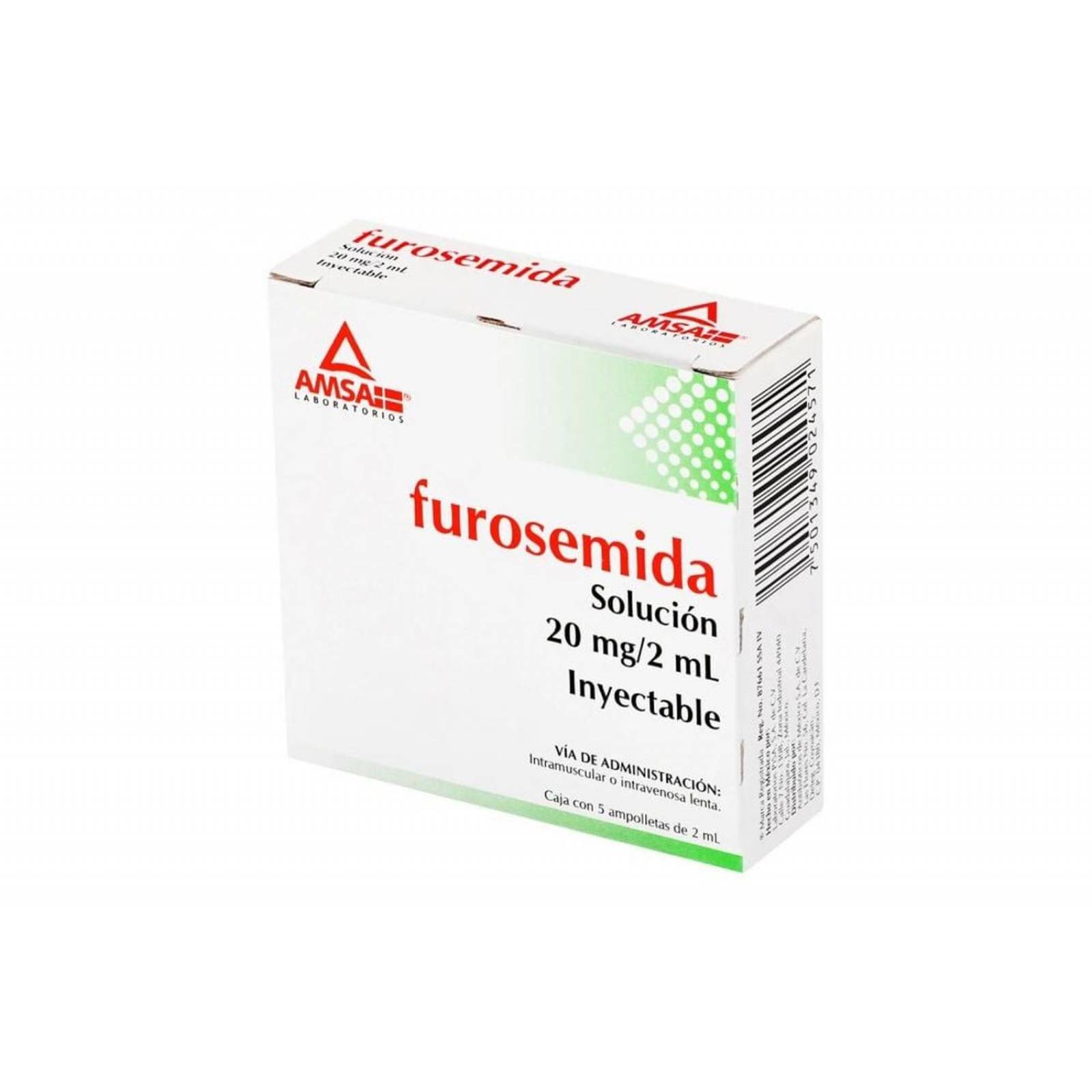 Furosemida 20 mg Solucio?n Inyectable Caja Con 5 Ampolletas 