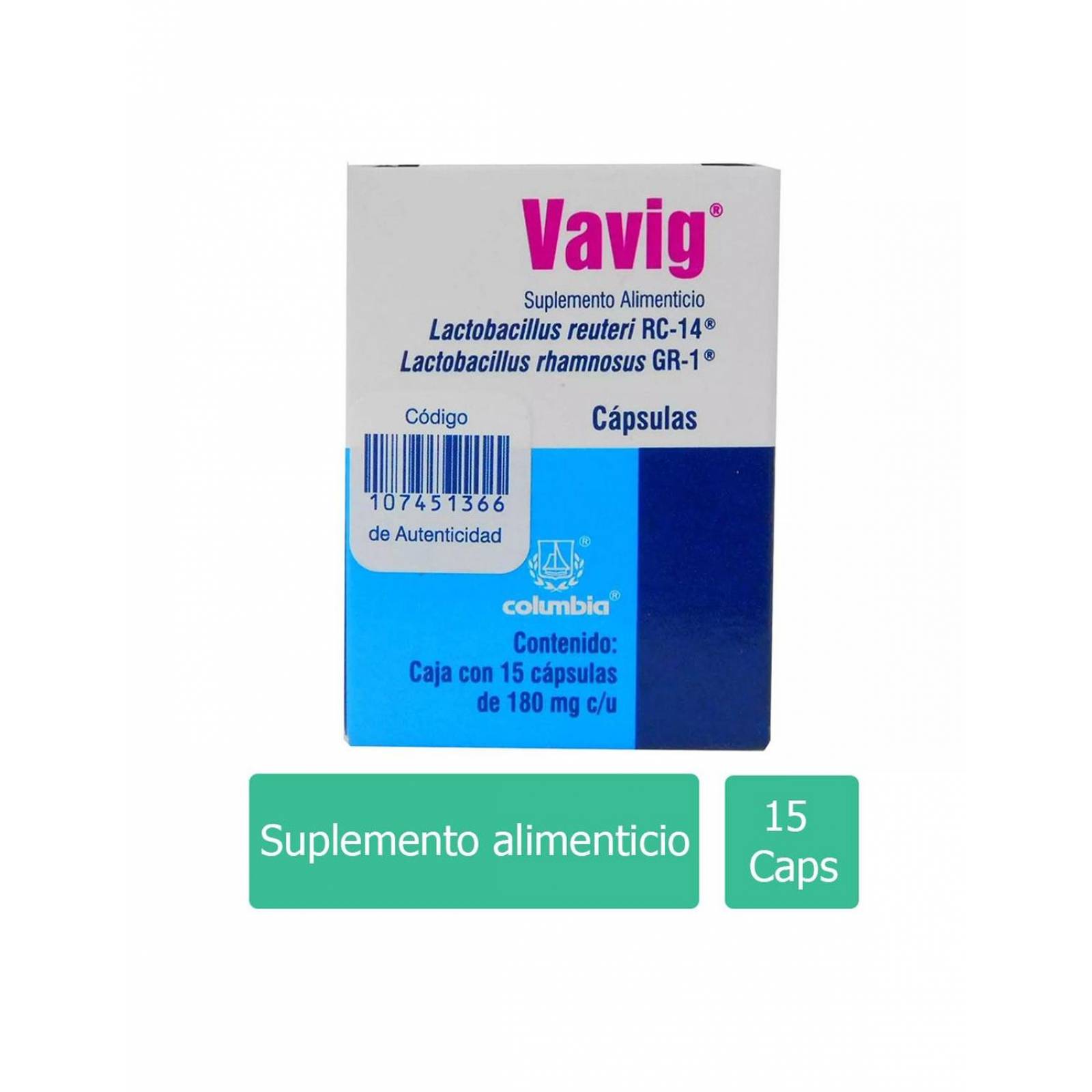 Vavig 180 mg Caja Con Frasco Con 15 Cápsulas 