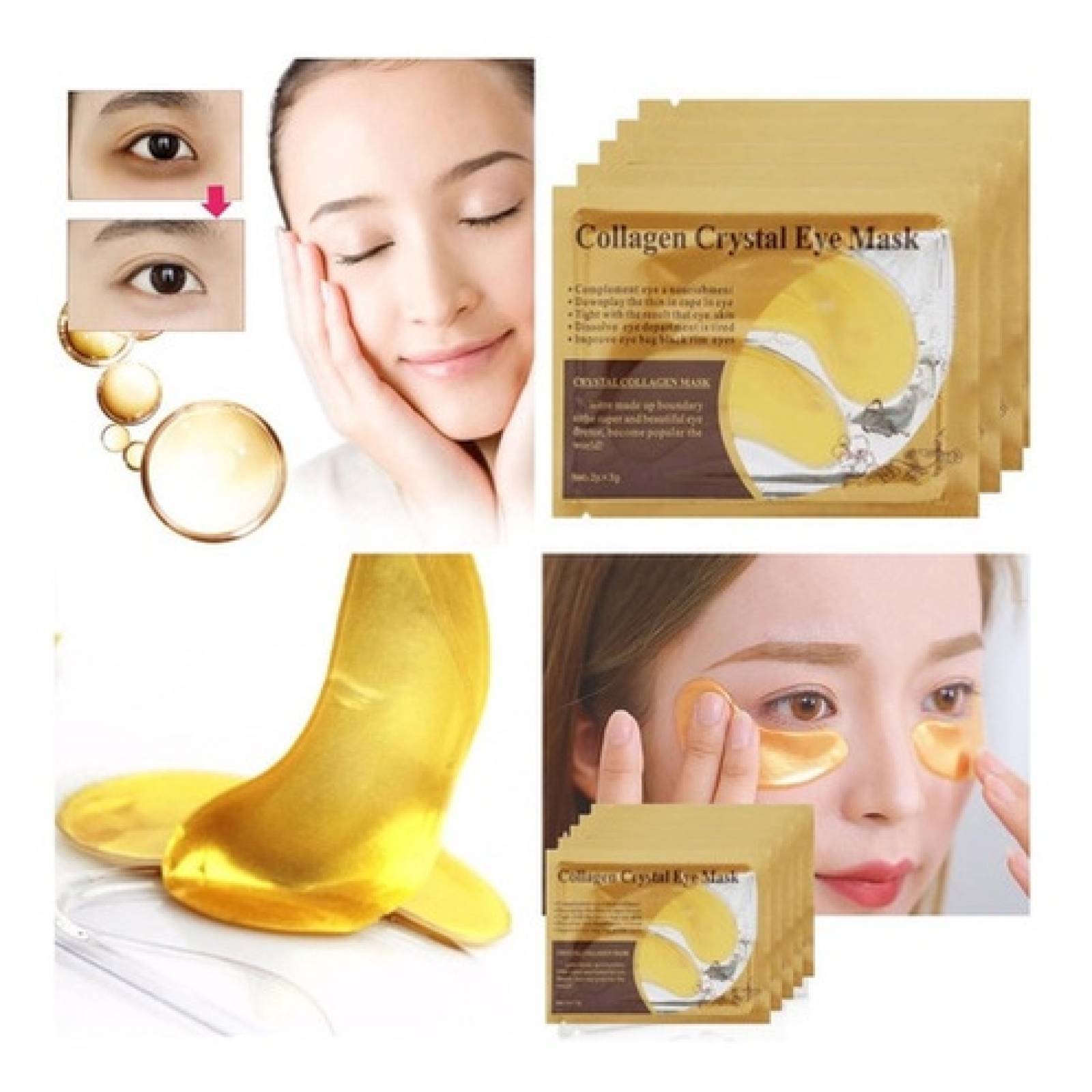 10 Parches Para Ojos Ojeras Colageno Oro Arrugas Mascarilla
