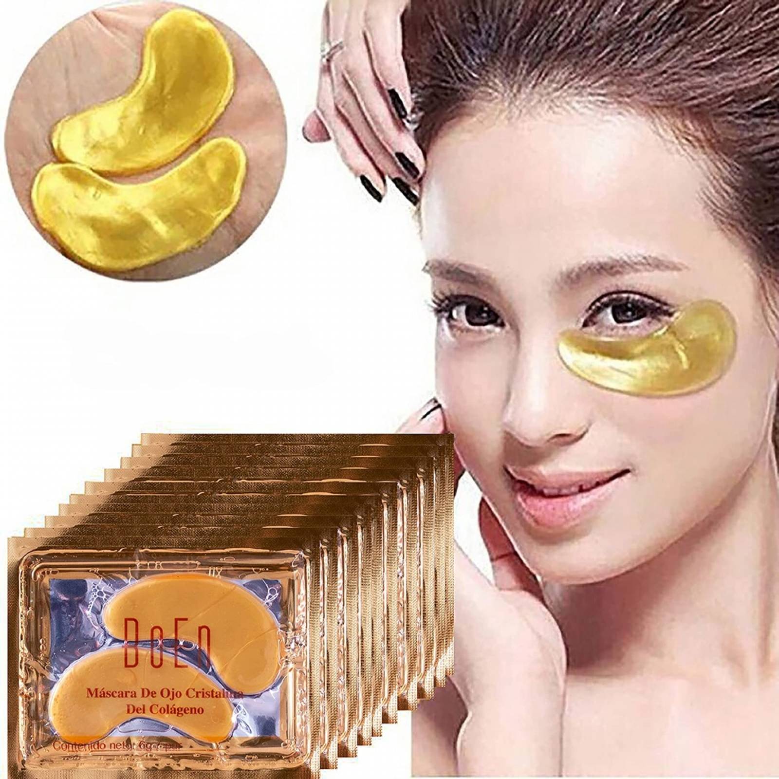 10 Parches Para Ojos Ojeras Colageno Oro Arrugas Mascarilla