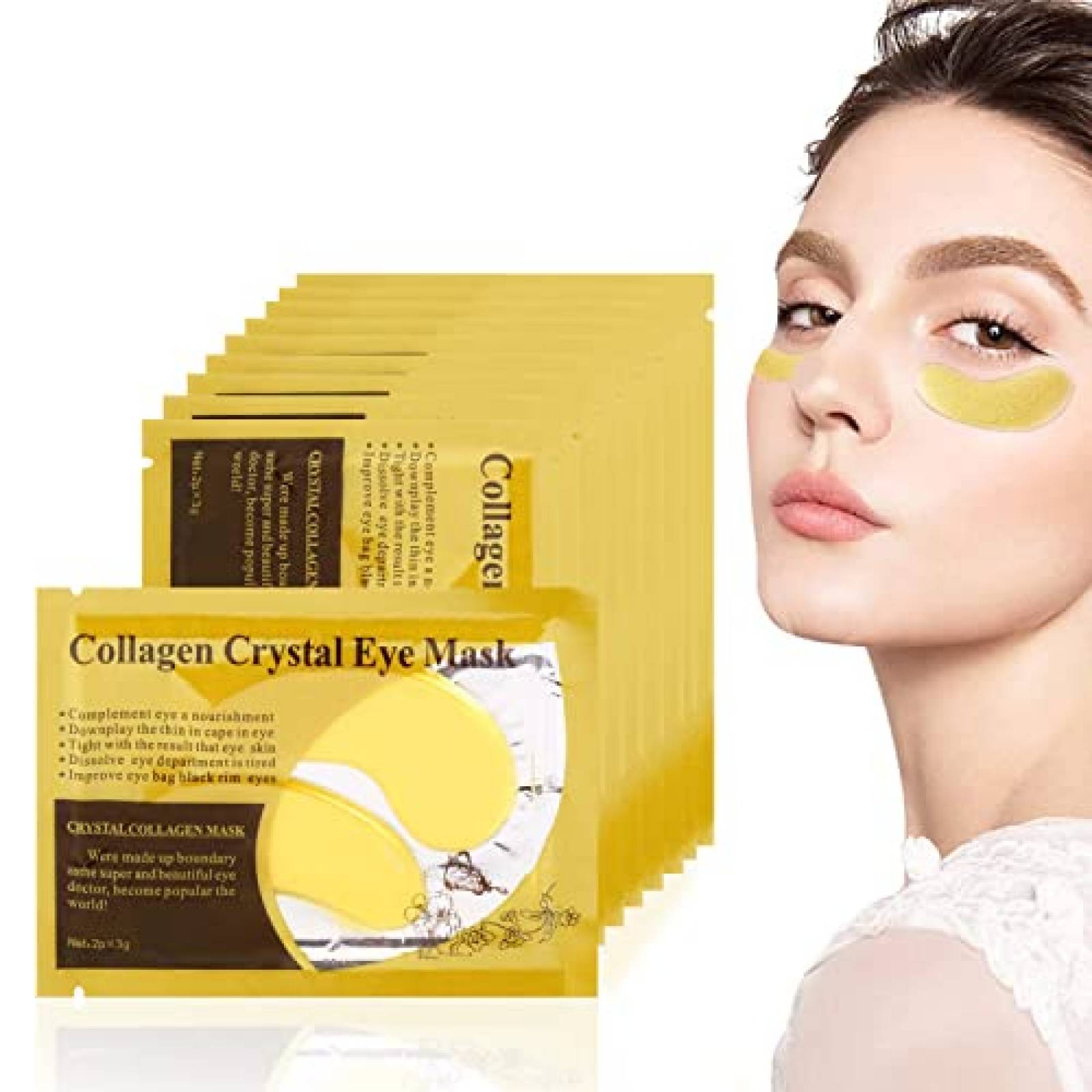 10 Parches Para Ojos Ojeras Colageno Oro Arrugas Mascarilla