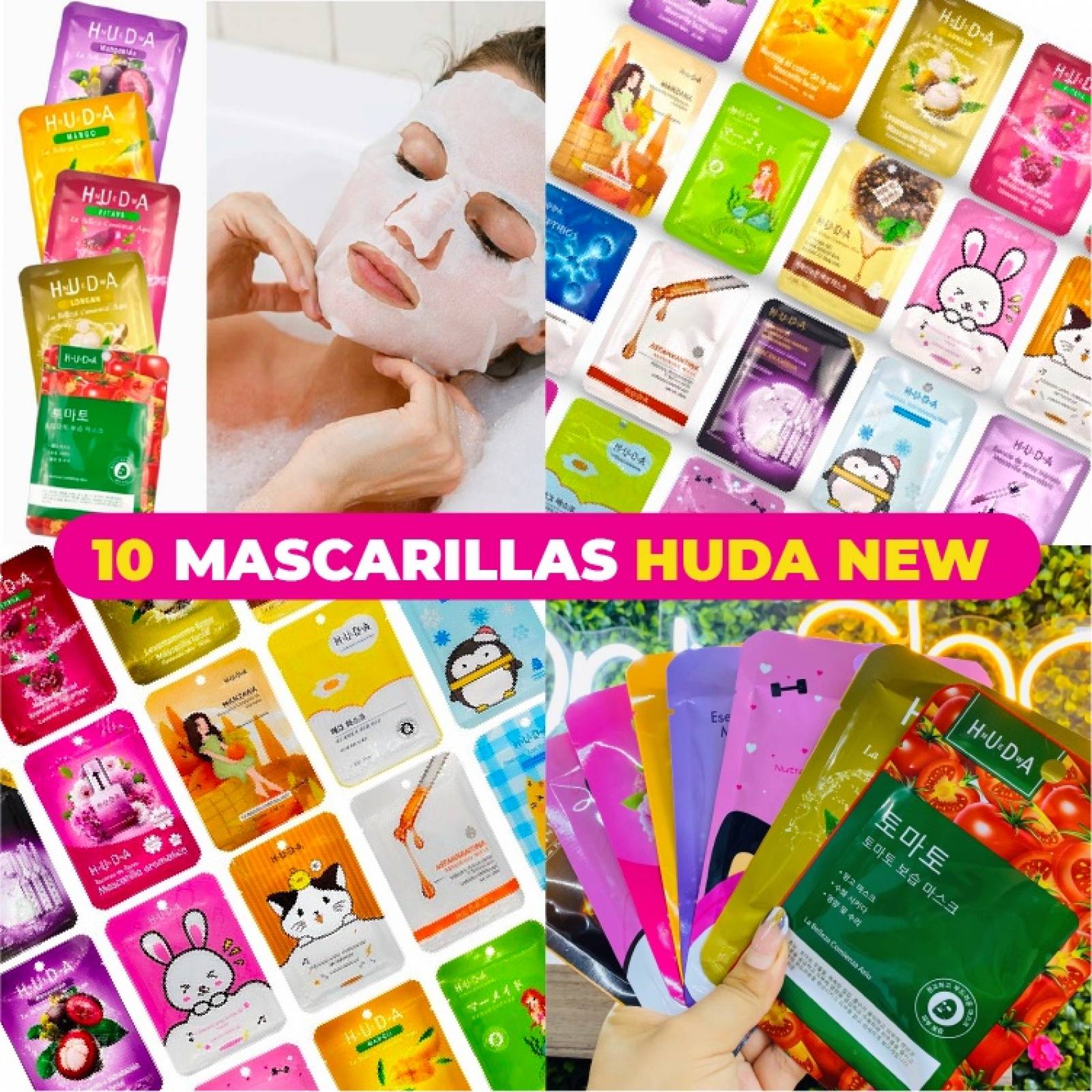 Lote 10 Mascarillas Hidratantes Faciales Mayoreo Surtidas
