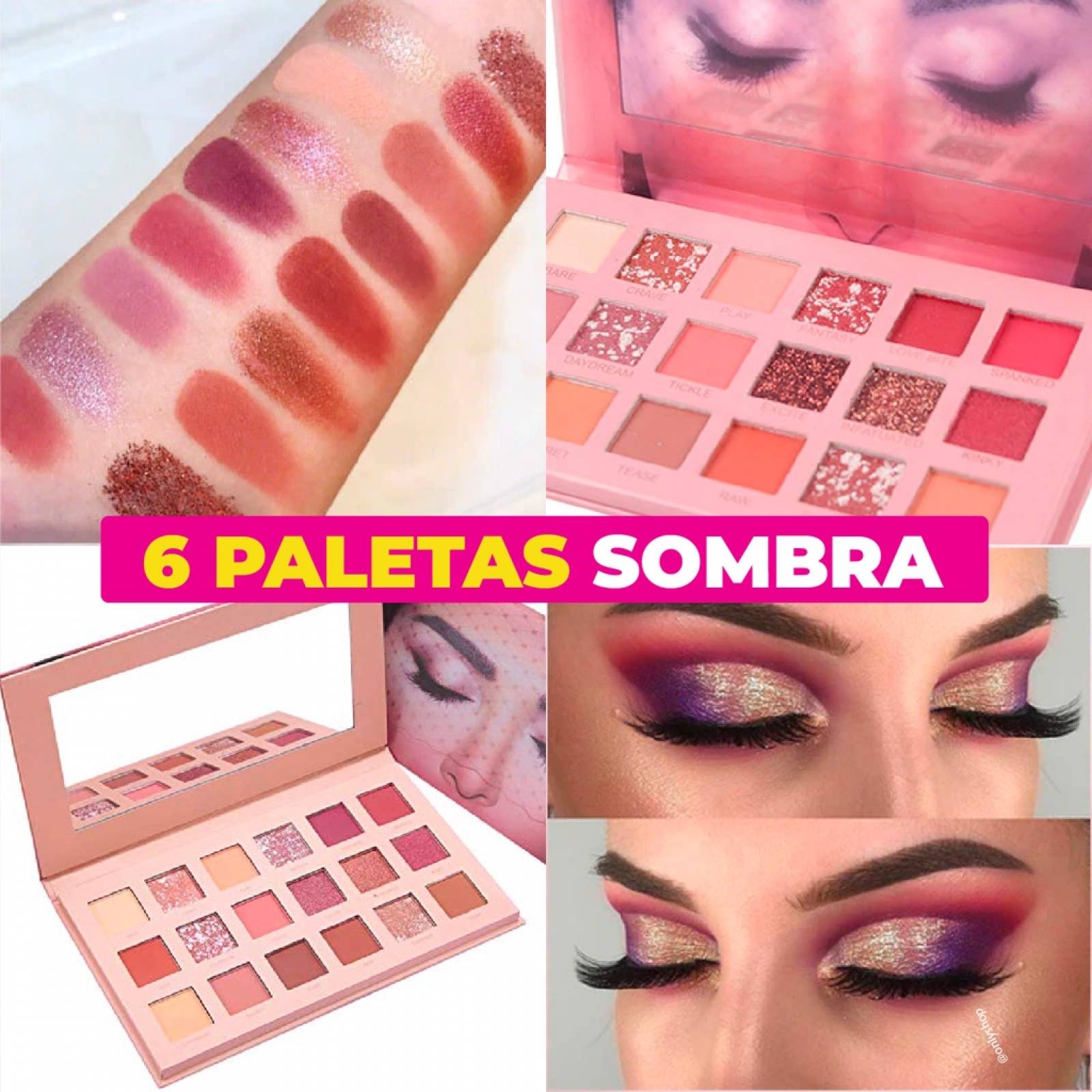 6 Paletas de Sombras Mayoreo Nude New 18 Tonos Rosas Dorado Ocres