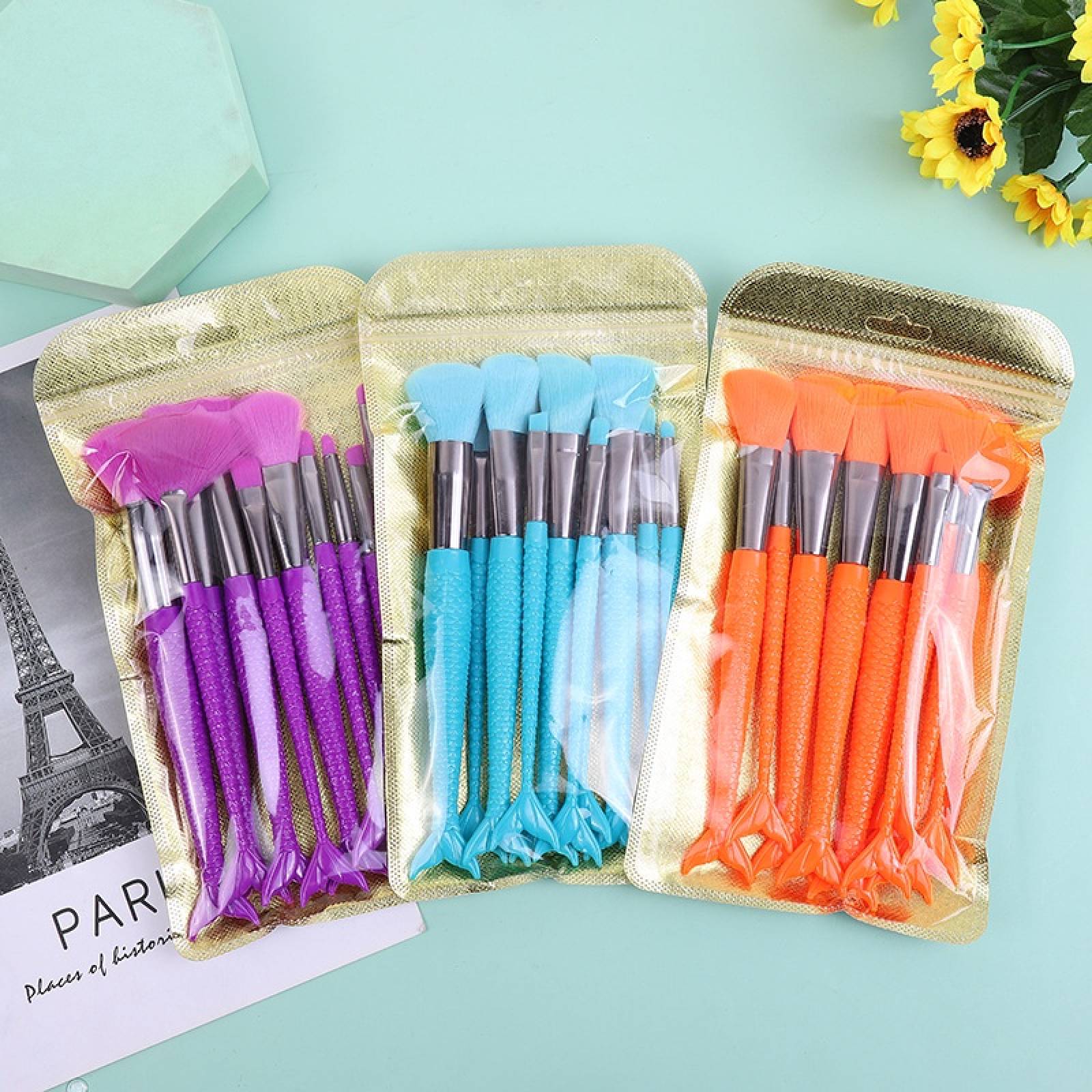 Brochas Para Maquillaje Profesional Set De 10 Piezas Colores Neon