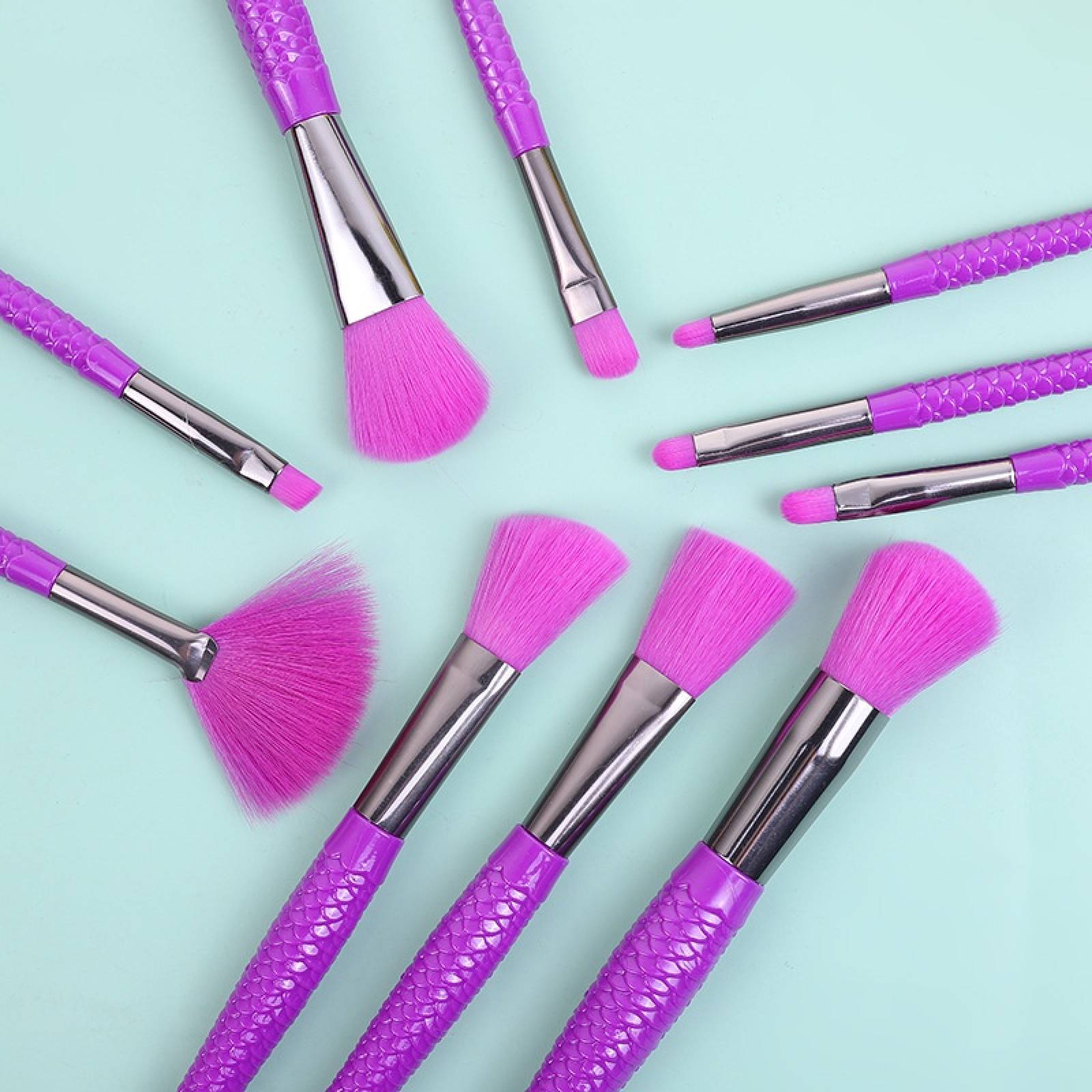 Brochas Para Maquillaje Profesional Set De 10 Piezas Colores Neon