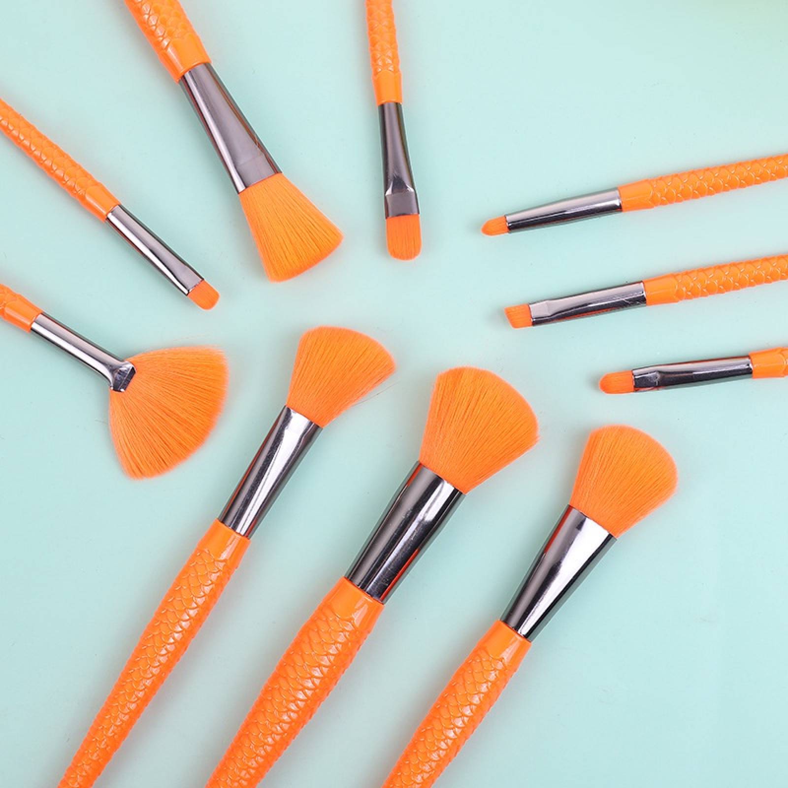 Brochas Para Maquillaje Profesional Set De 10 Piezas Colores Neon