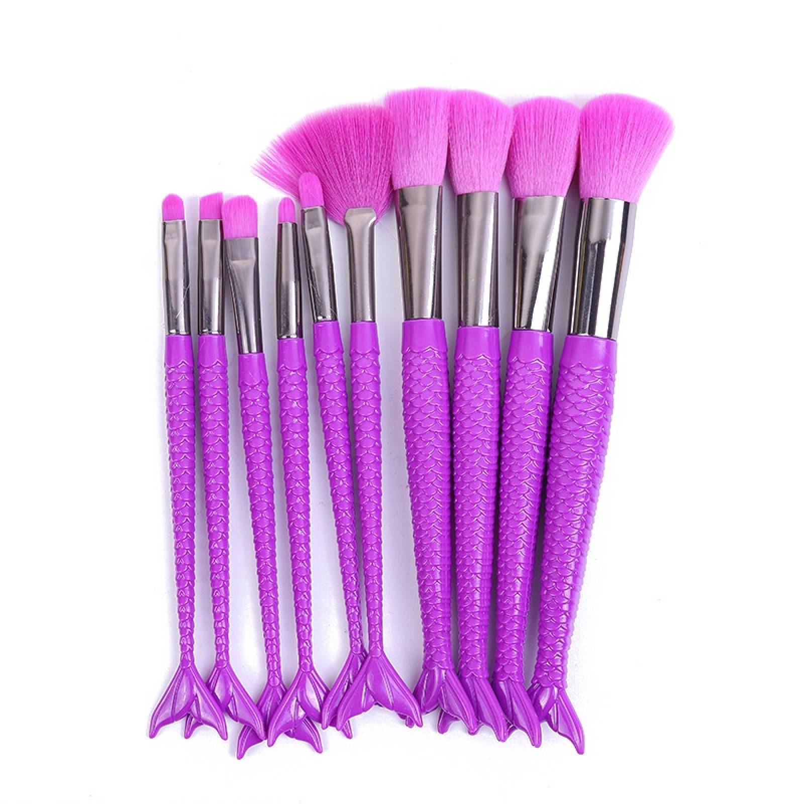 Brochas Para Maquillaje Profesional Set De 10 Piezas Colores Neon