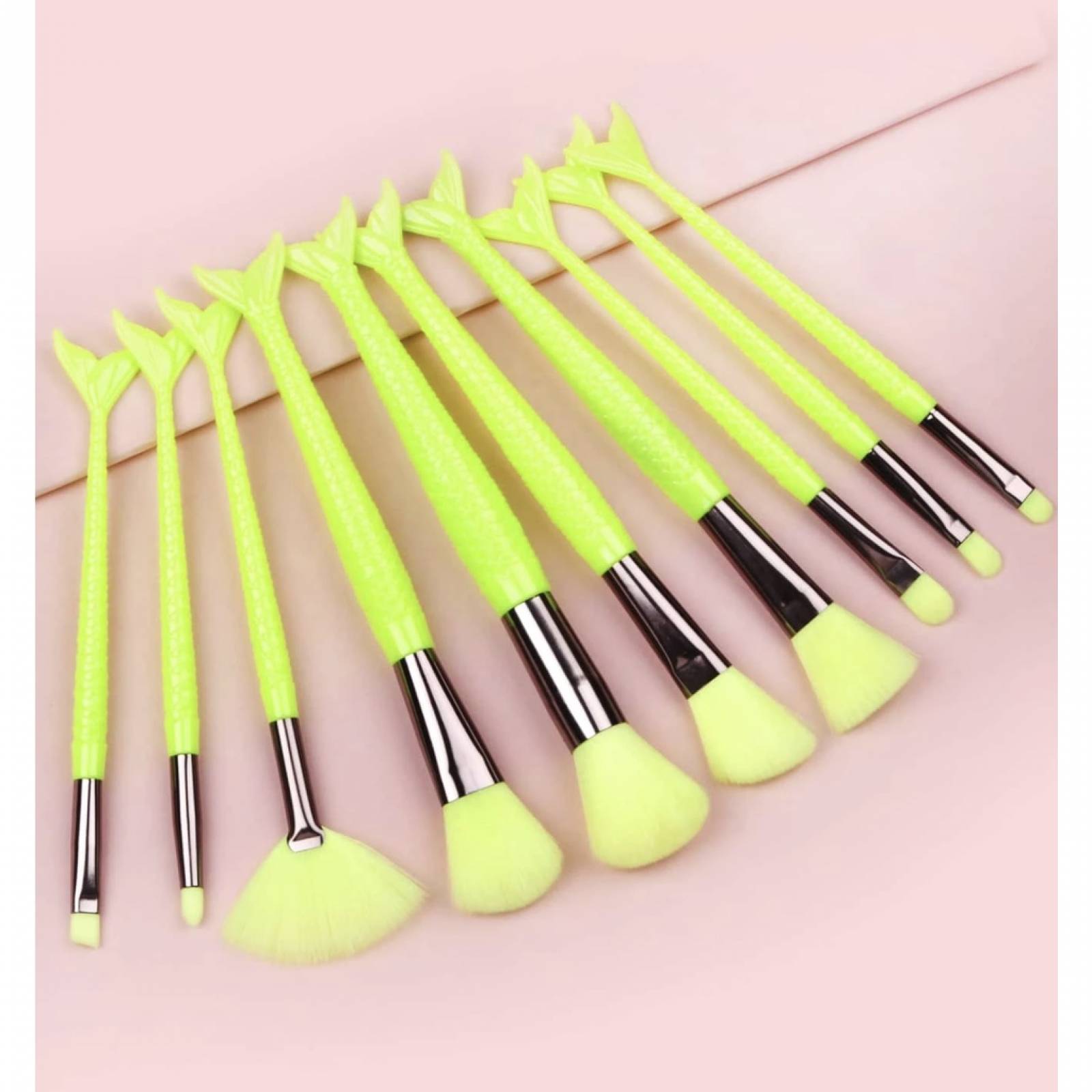 Brochas Para Maquillaje Profesional Set De 10 Piezas Colores Neon
