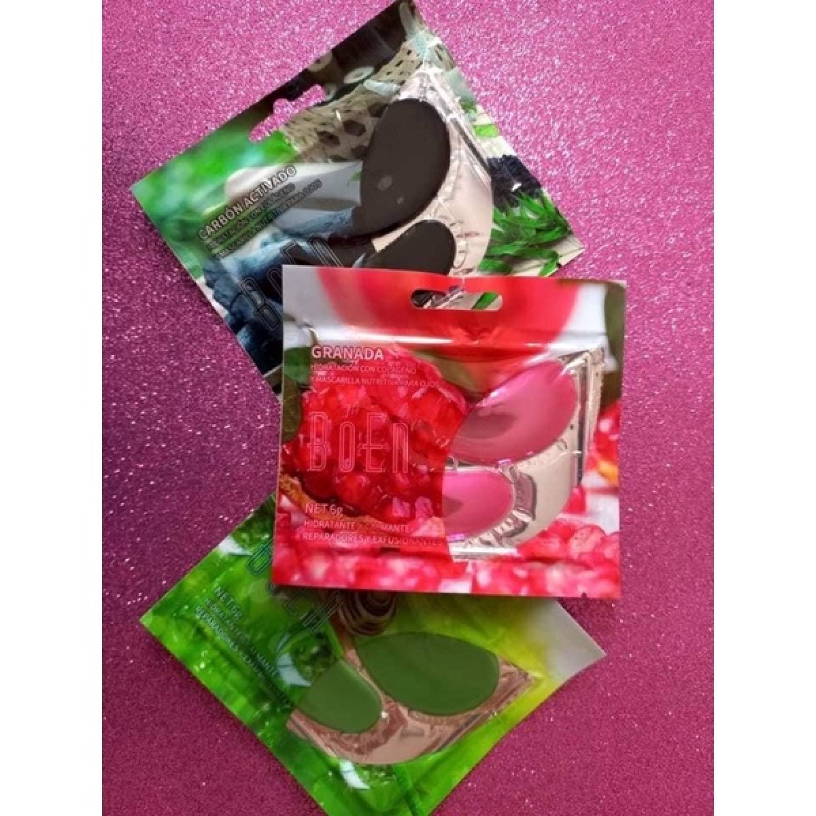 3 Parches para Ojos Anti Ojeras Aloe Vera Carbón Activado Granada
