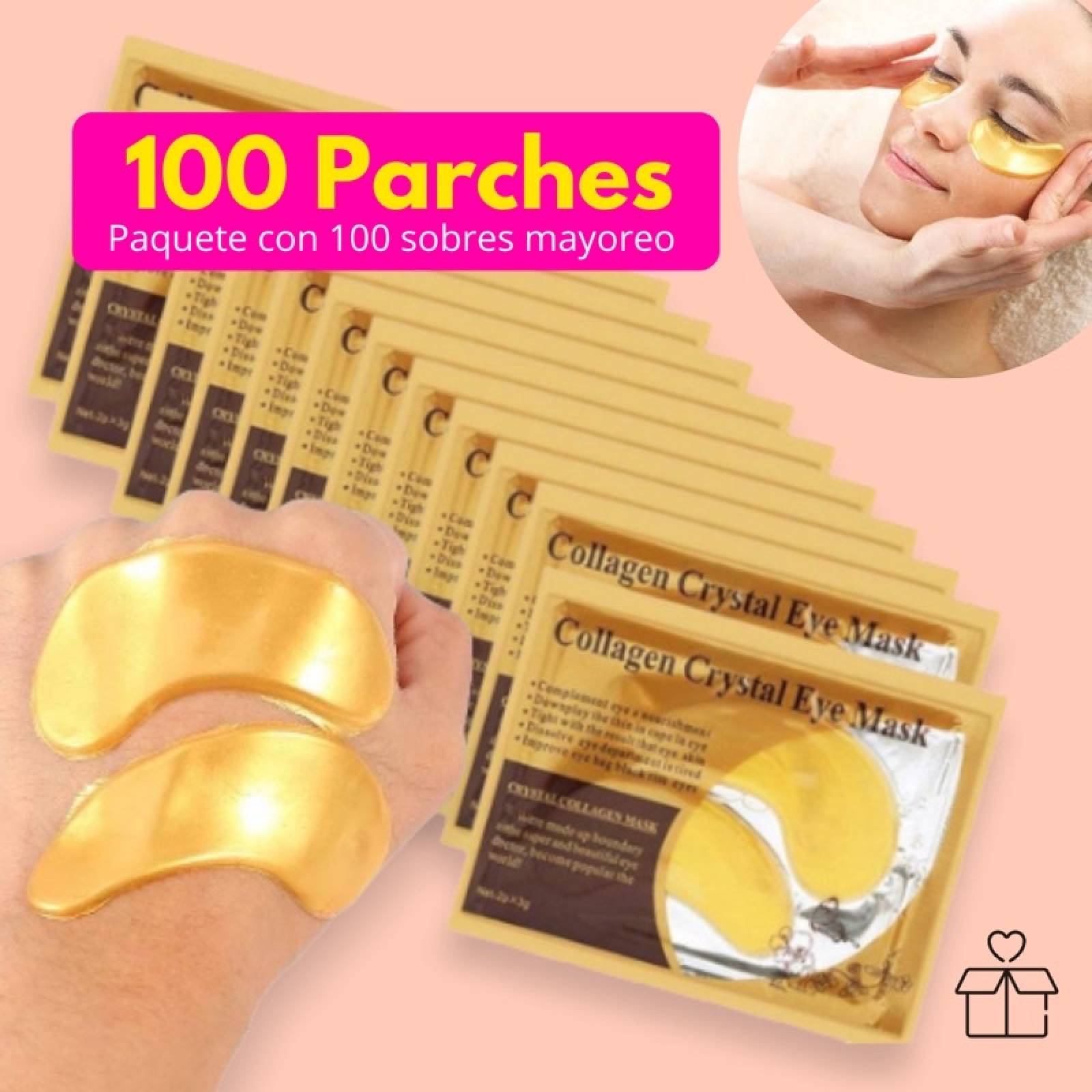 100 Parches Colágeno 24k Para Ojos Anti Ojeras Mascarilla de Ojos