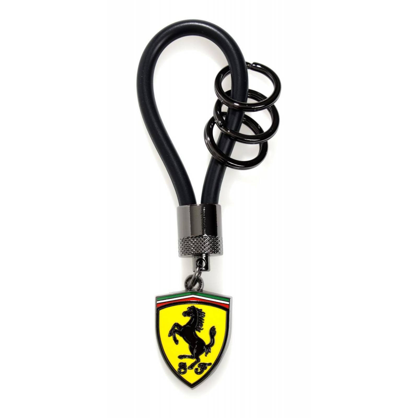 Llavero Ferrari Negro Con Correa De Goma