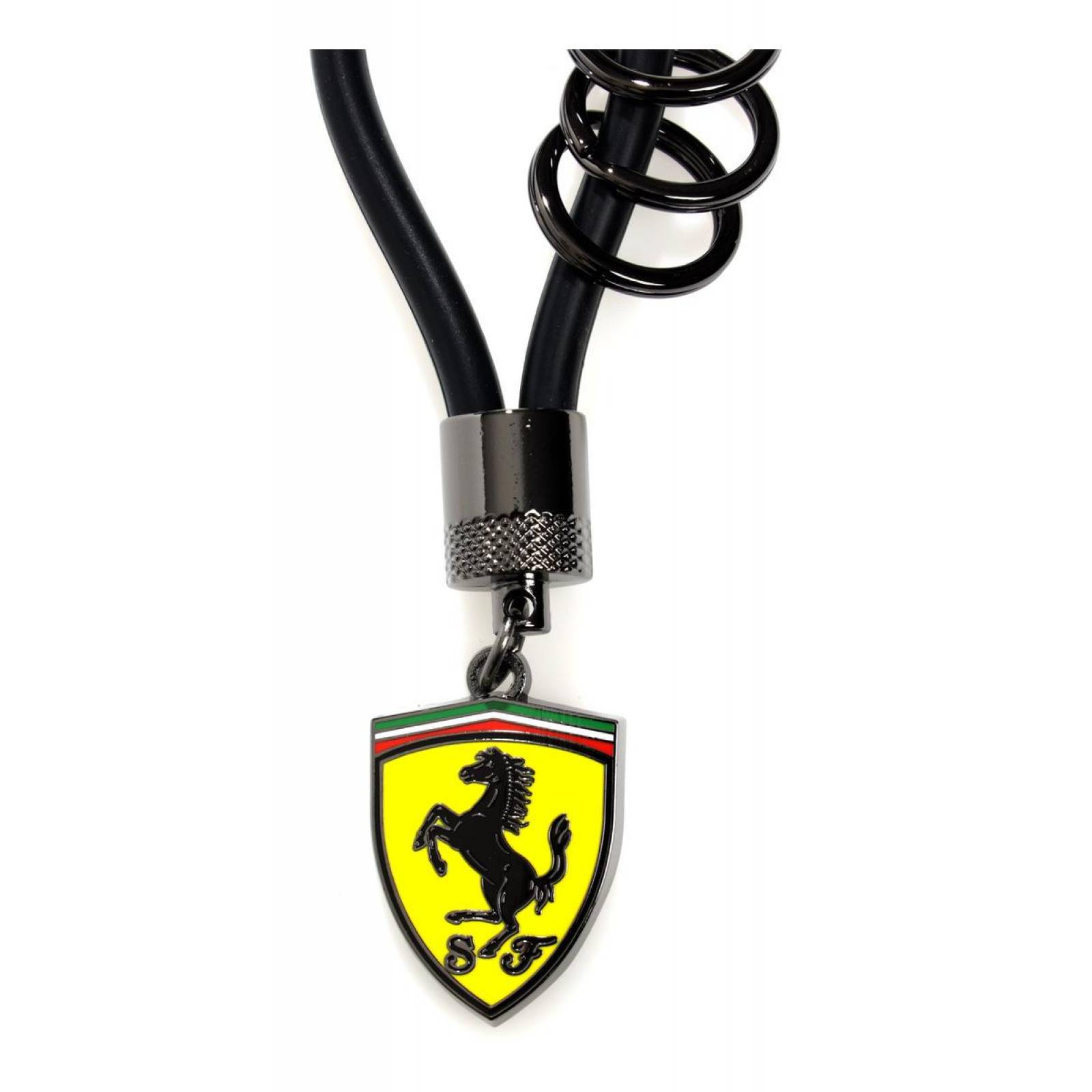 Llavero Ferrari Negro Con Correa De Goma