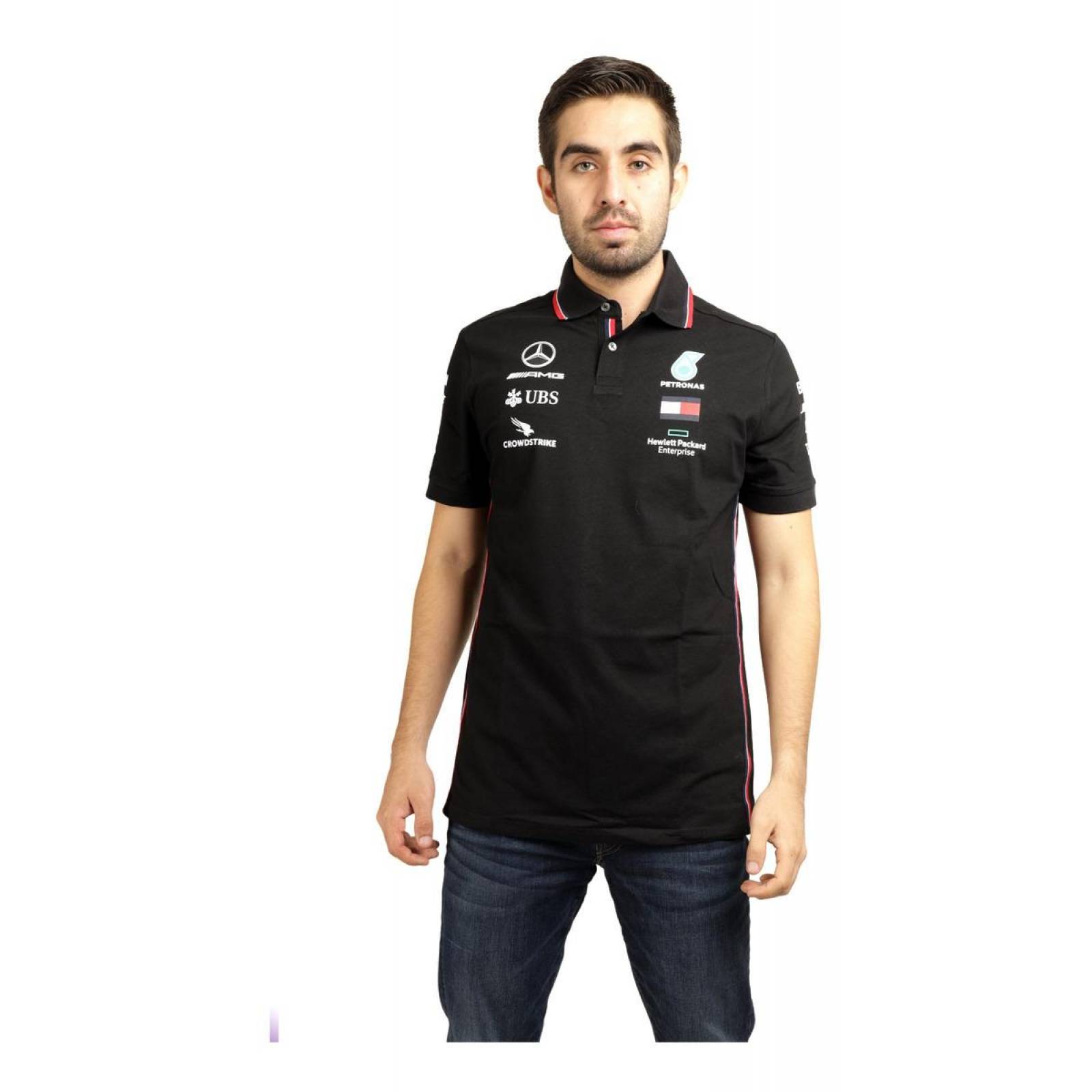 Playera Polo Mercedes- Amg Petronas Caballero Negra F1 2020 