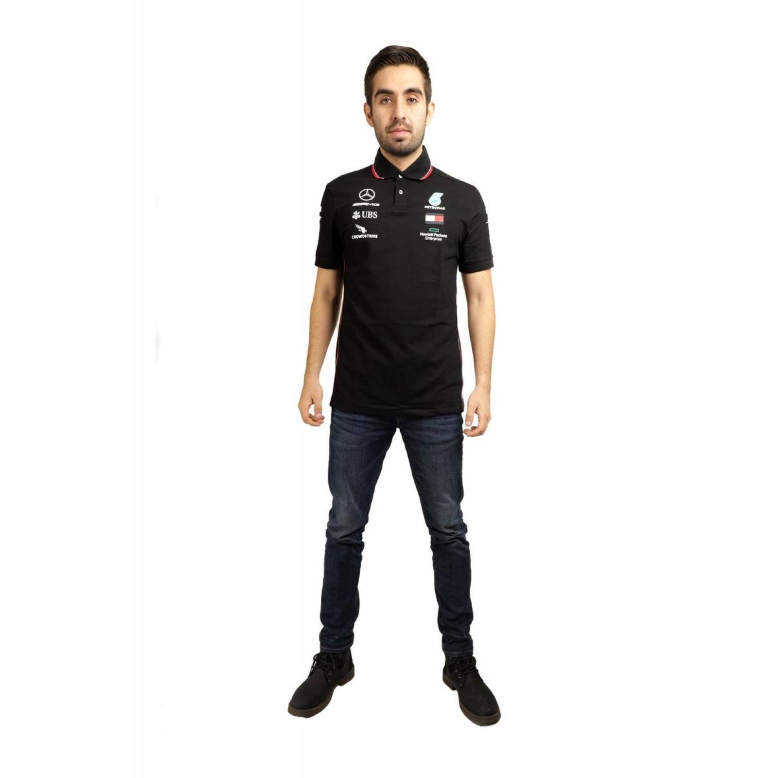 Playera Polo Mercedes- Amg Petronas Caballero Negra F1 2020 