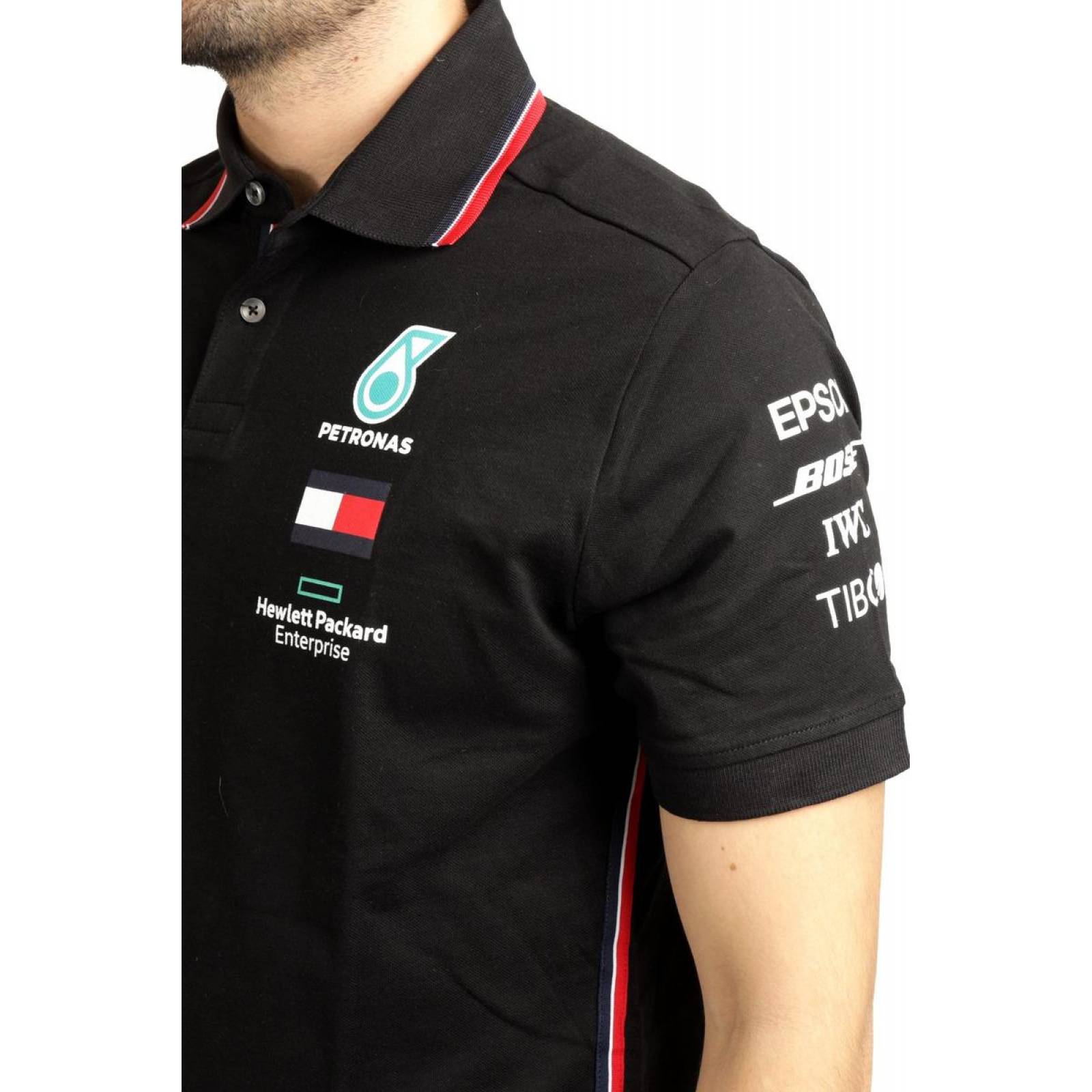 Playera Polo Mercedes- Amg Petronas Caballero Negra F1 2020 