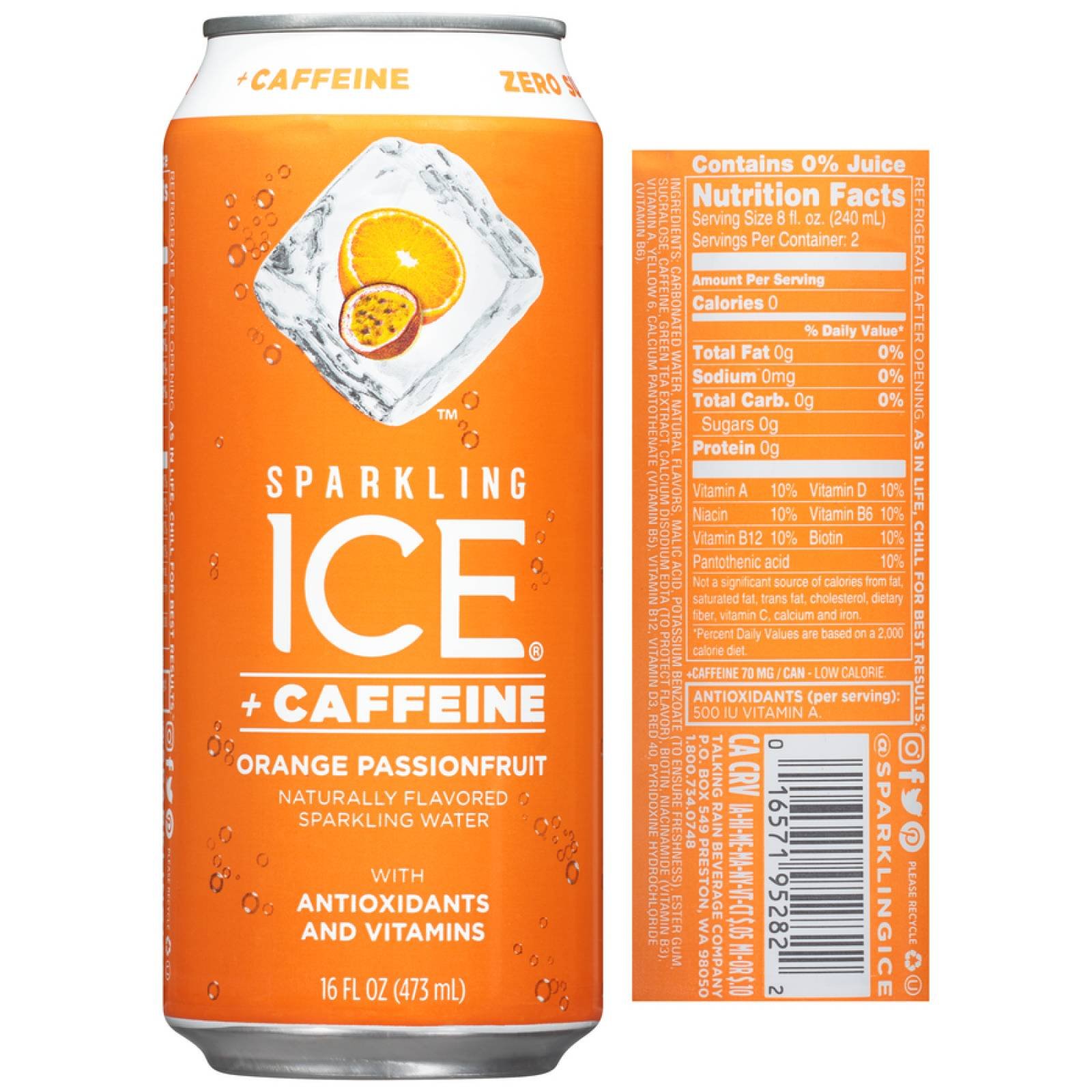 Sparkling Ice Con  Cafeina Orange Passionfruit Caja C 12 Piezas De 473 Mil 
