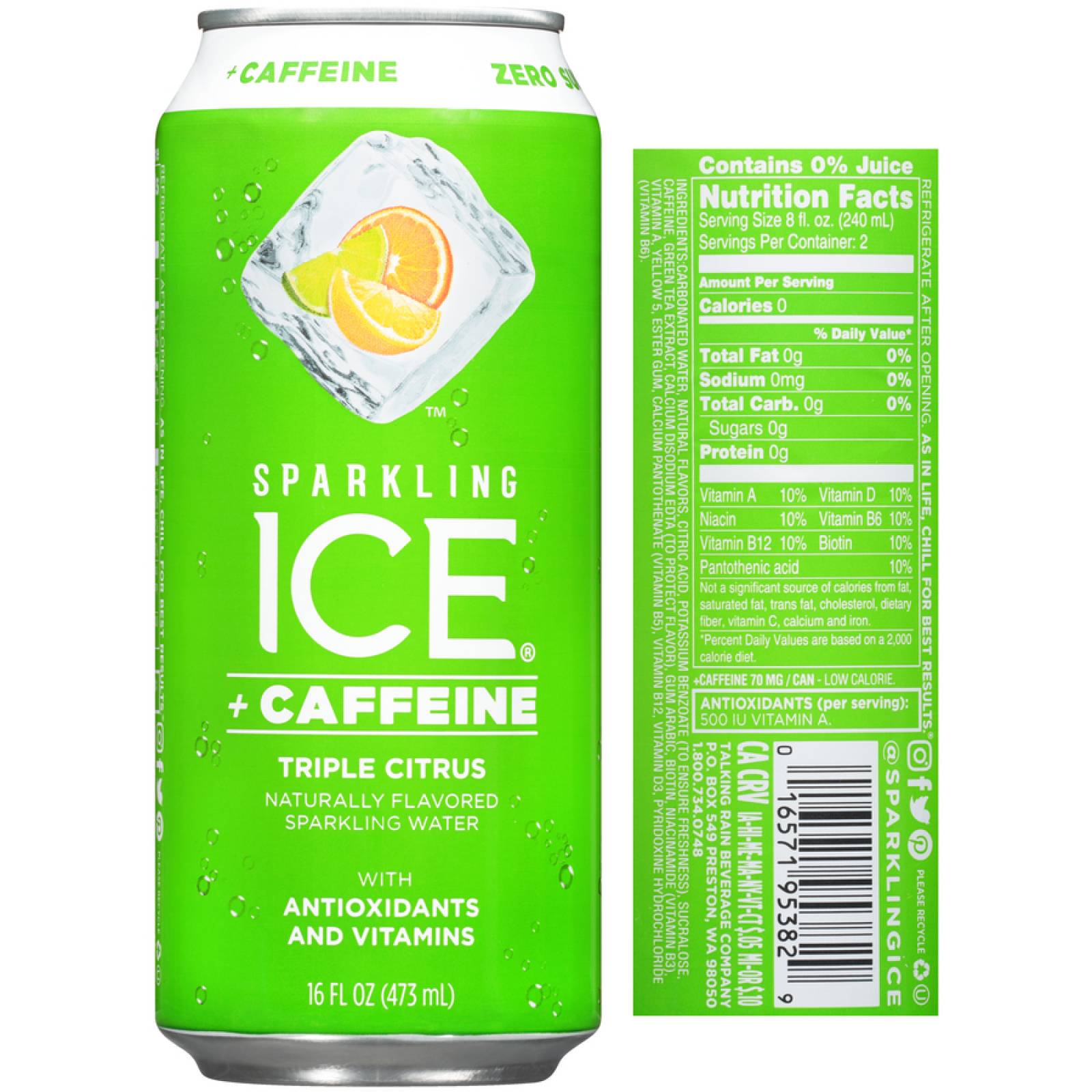 Sparkling Ice  Con Cafeina Triple Citrus Caja C 12 Piezas De 473 Mil 
