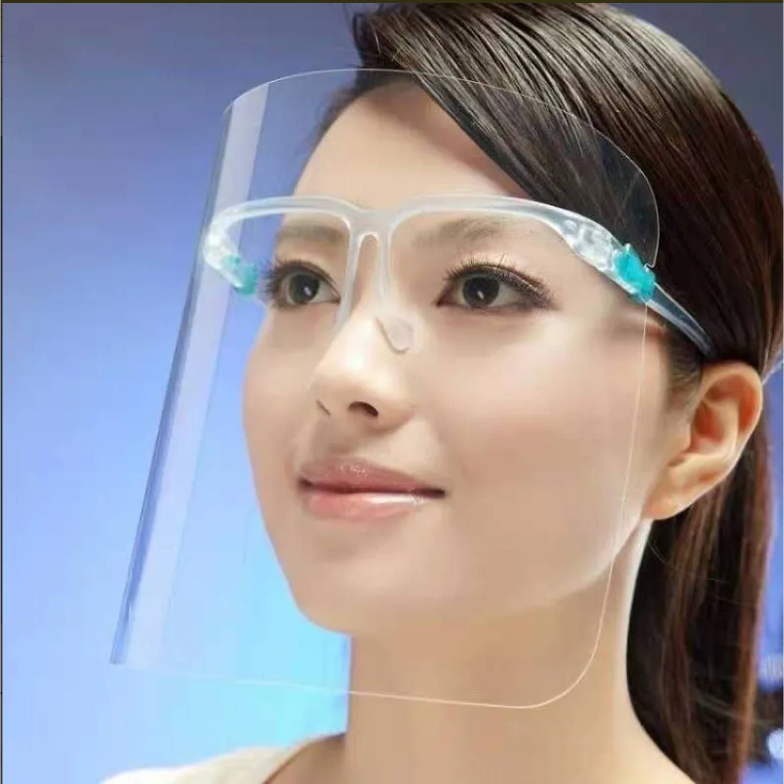 Mascarilla  Careta Facial con Soporte de Lentes (Armazón) -Mica Transparente - Cubre Boca, Ojos, Nariz. Protector
